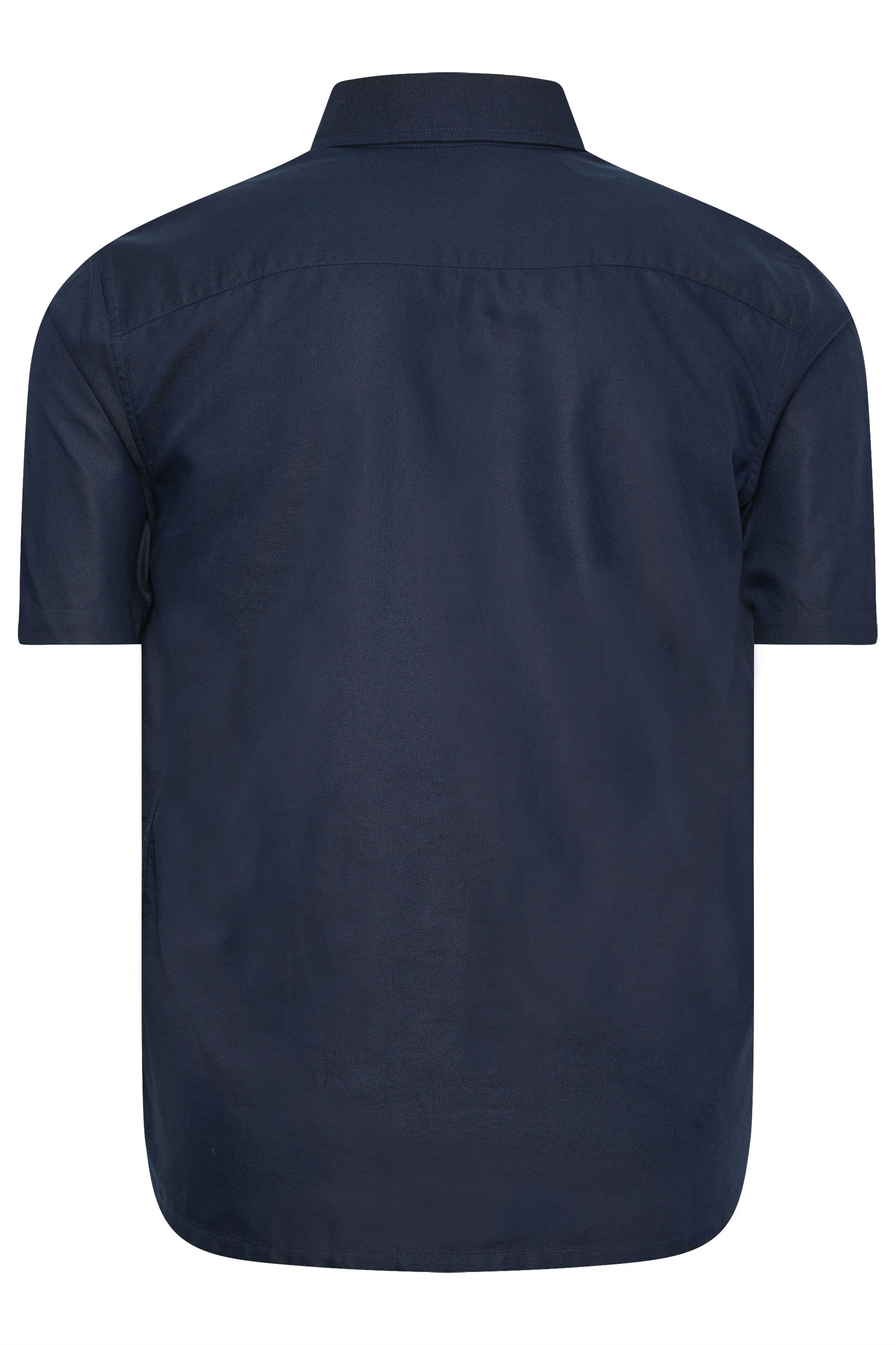 BadRhino Big & Tall Premium Navy Blue Short Sleeve Oxford Cotton Shirt 4