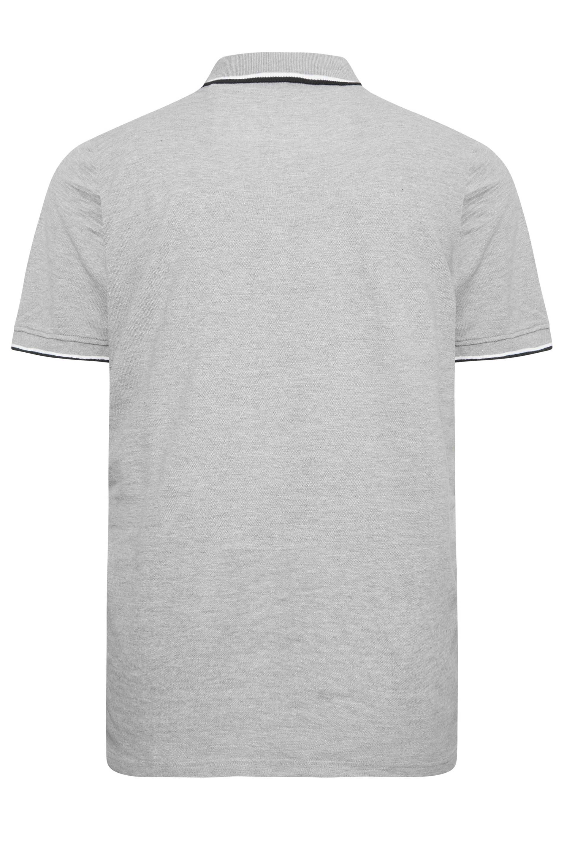 BadRhino Grey Marl Essential Tipped Polo Shirt | BadRhino 6