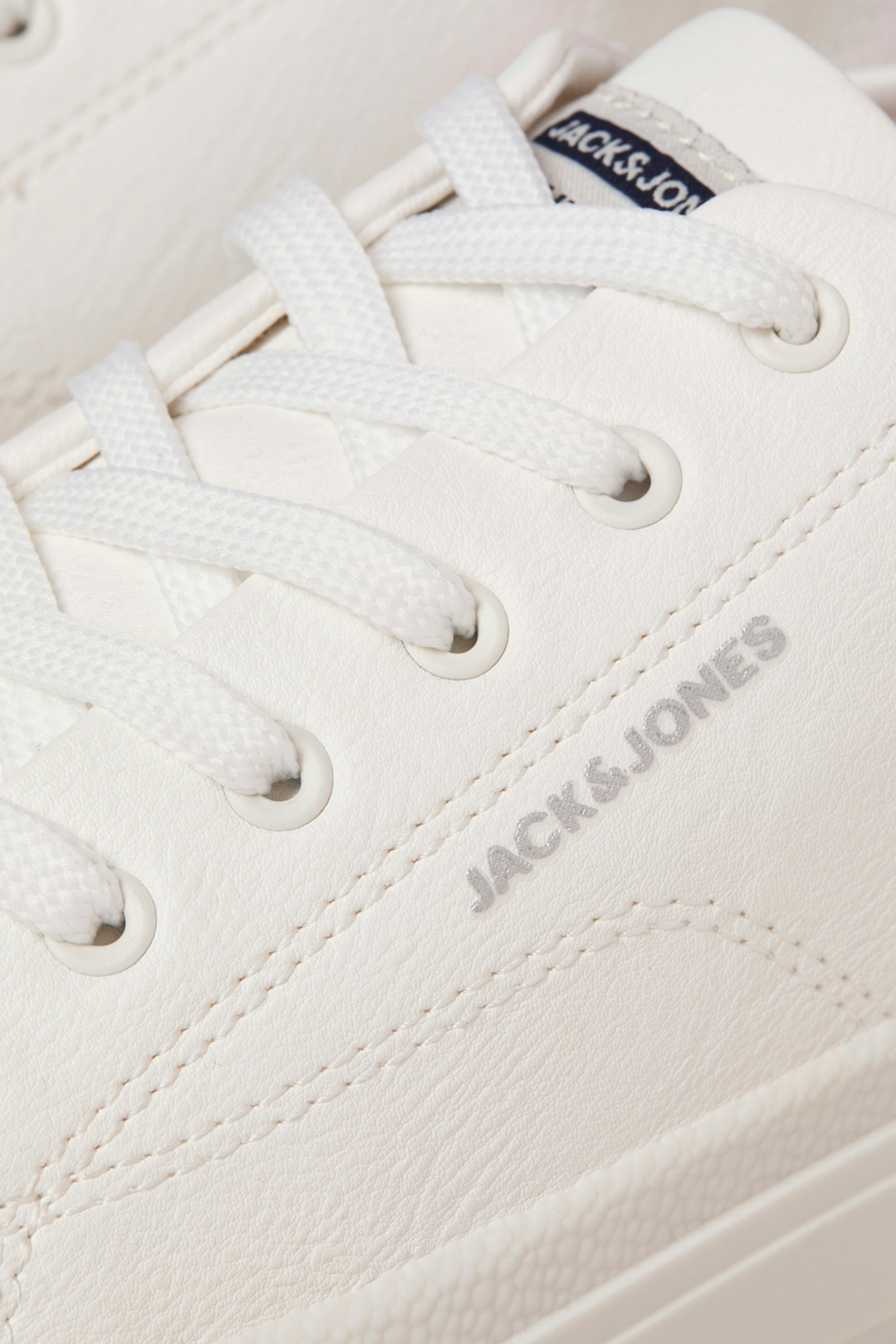 JACK & JONES White Faux Leather Sneakers | BadRhino 7