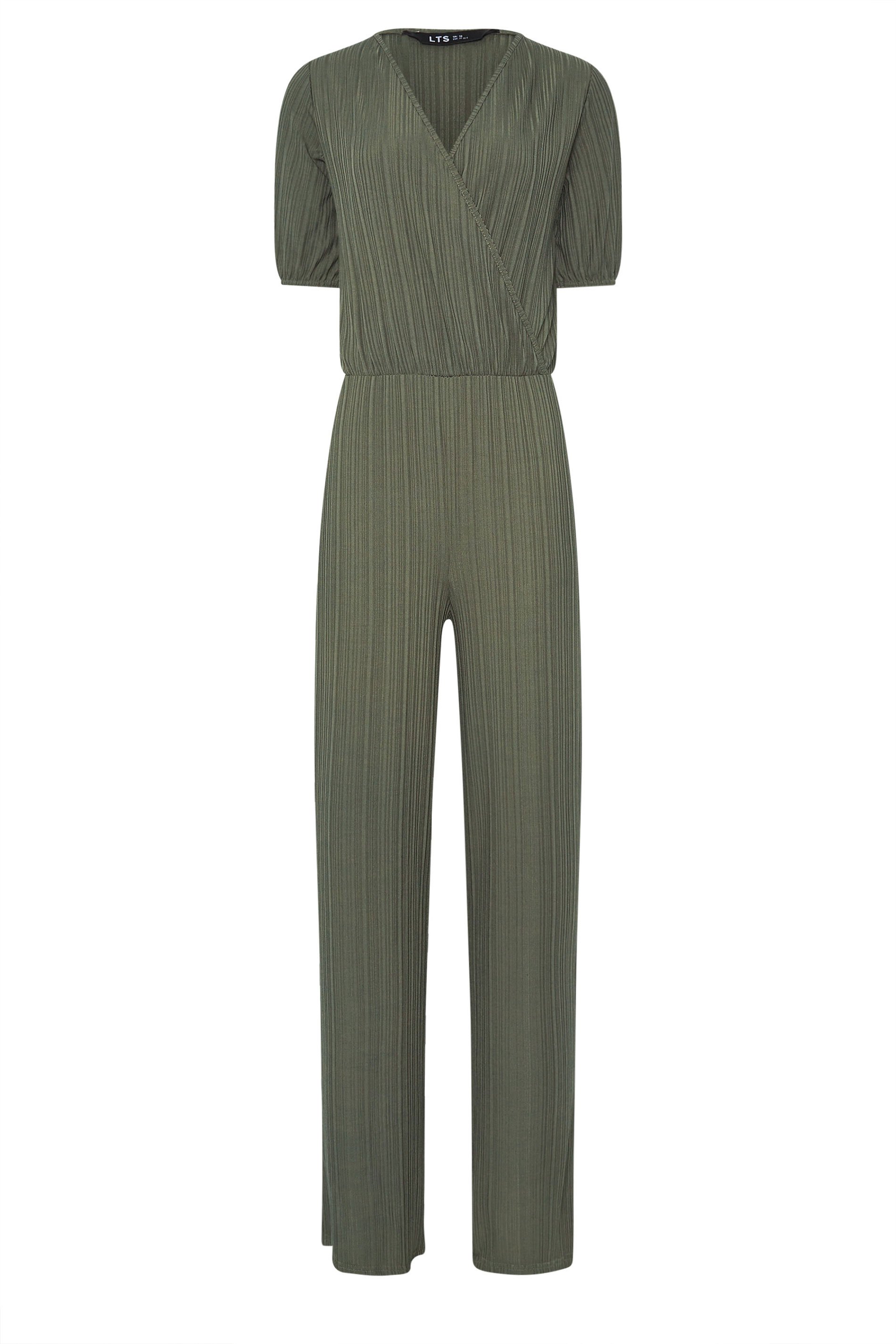 LTS Tall Khaki Green Ribbed Wrap Jumpsuit | Long Tall Sally 5