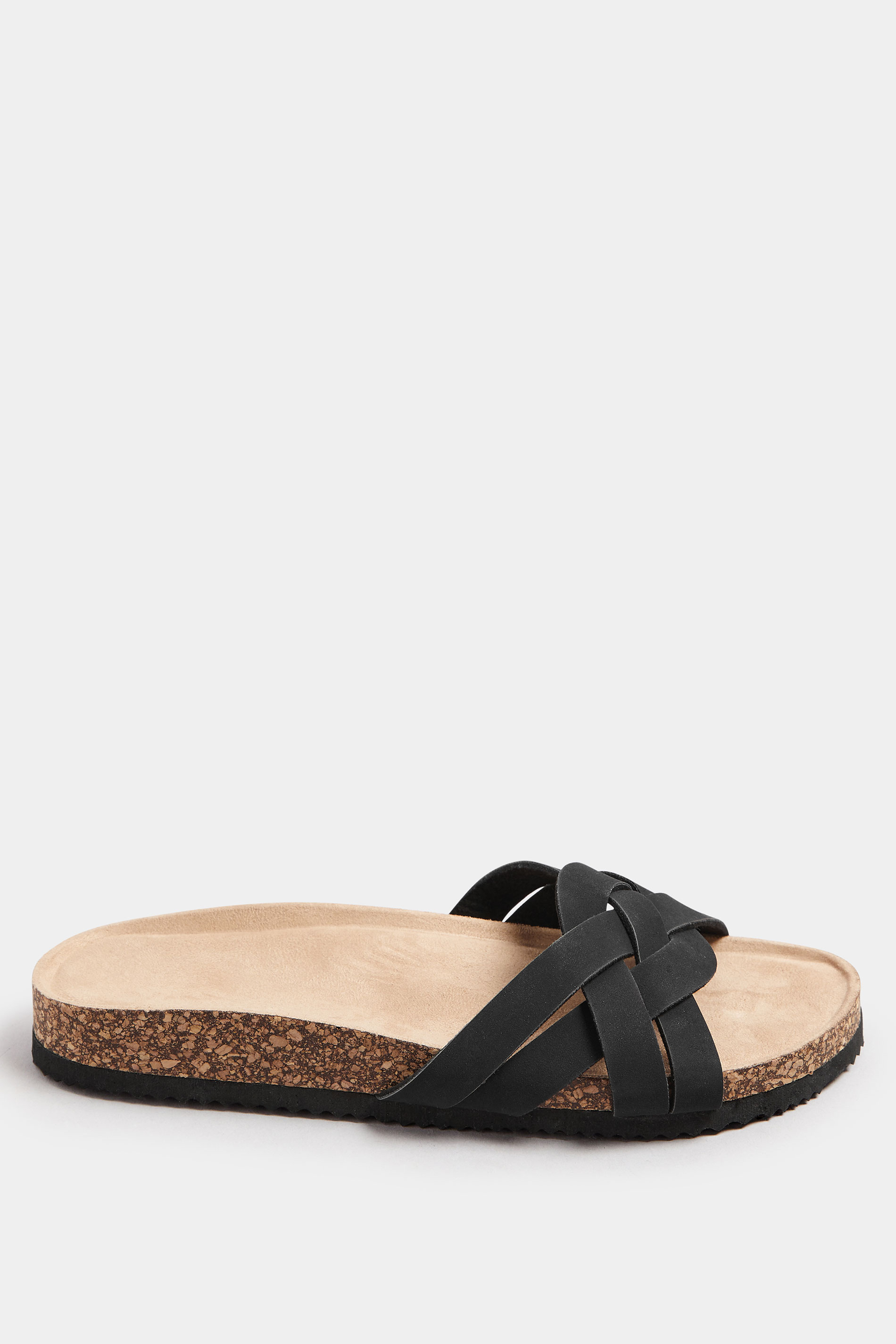 Black Woven Sandals In Extra Wide EEE Fit | Yours Clothing 3