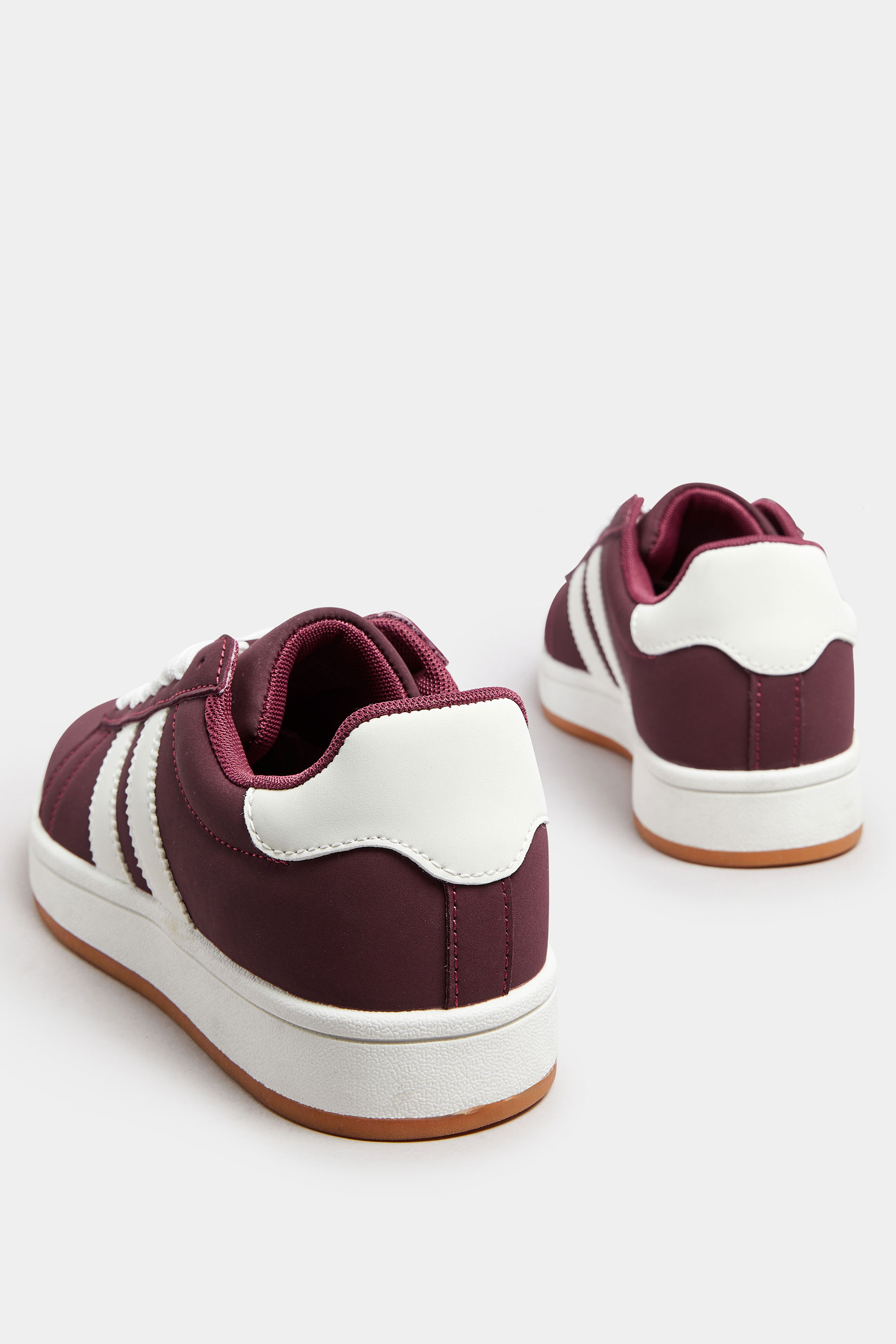 Burgundy Red Padded Lace Up Trainers In Wide E Fit | Yours Clothing 4