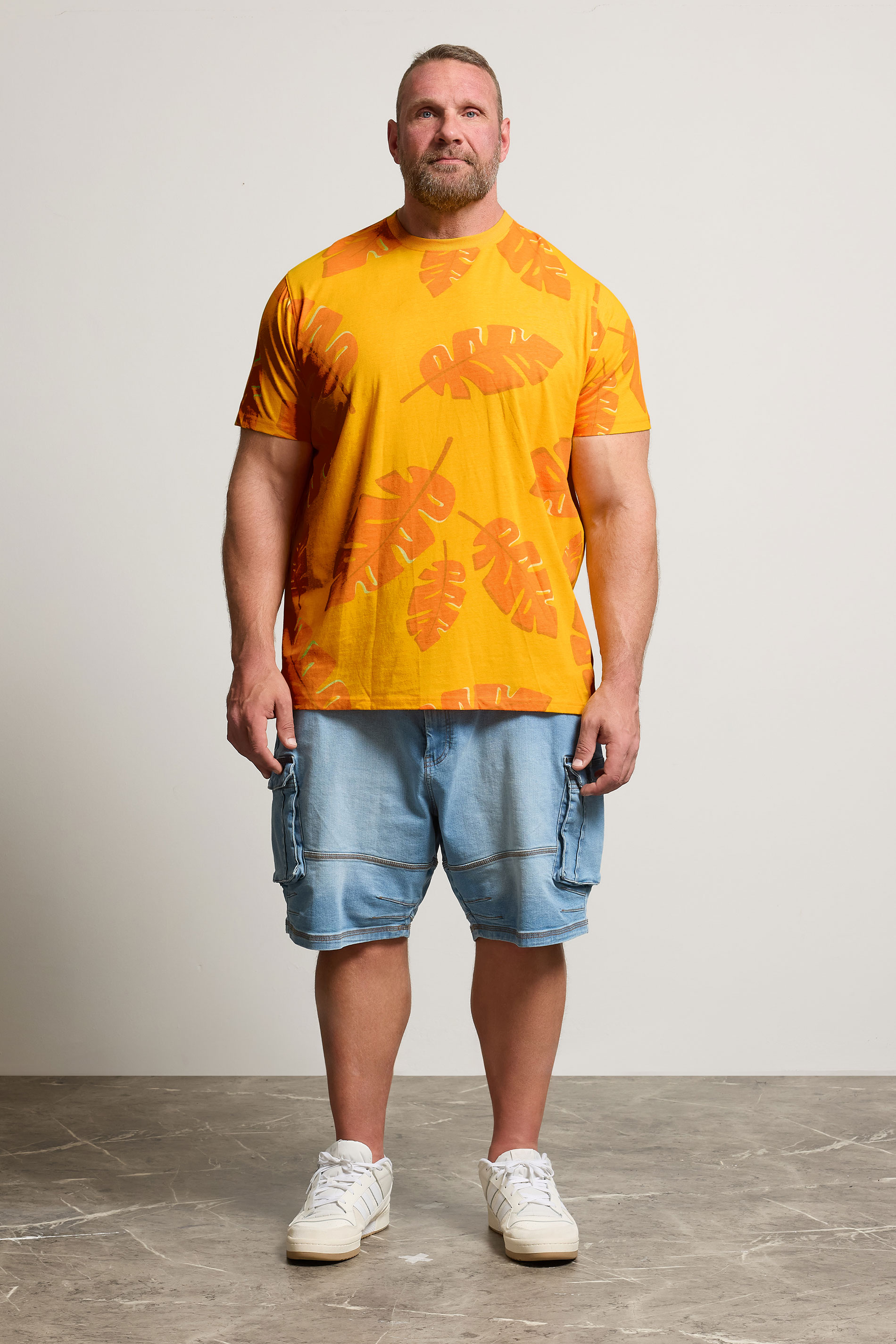 BadRhino Big & Tall Yellow Leaf Printed T-Shirt | BadRhino 3