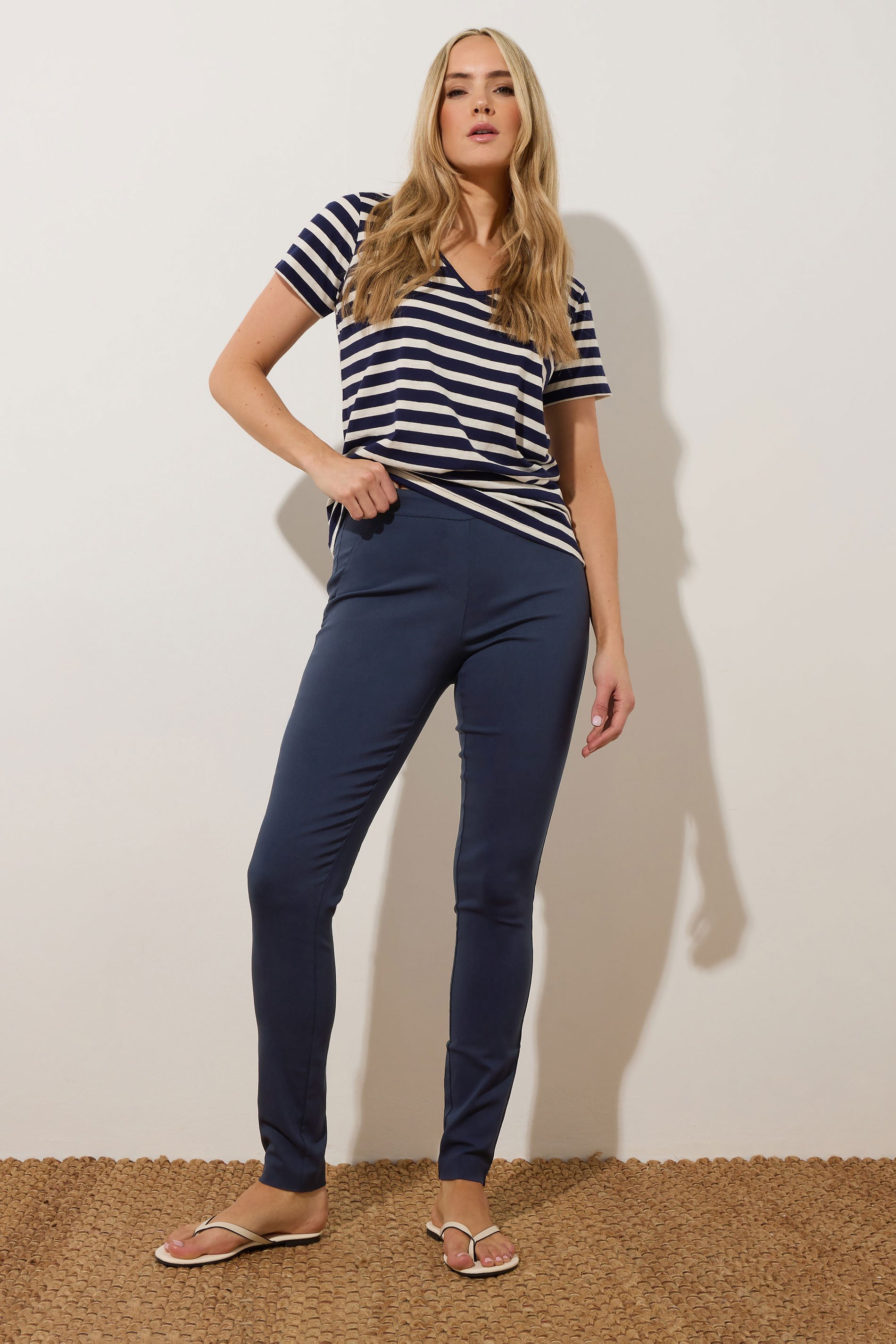 LTS Tall Women's Navy Blue Stretch Skinny Leg Trousers | Long Tall Sally 2