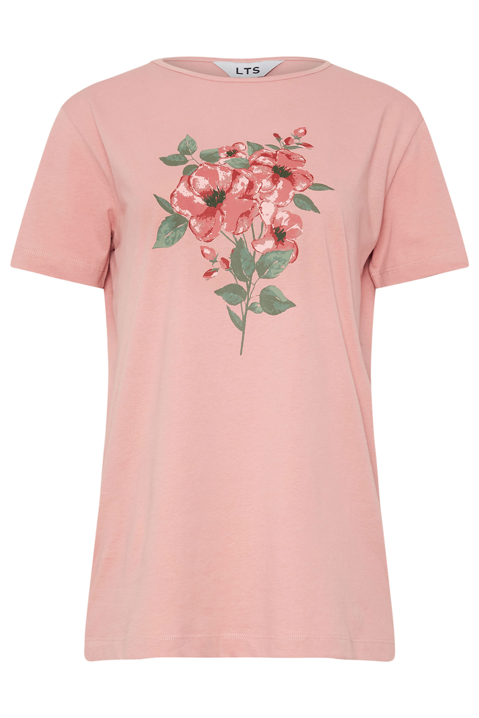 LTS Tall Coral Pink Floral Graphic T-Shirt | Long Tall Sally 5
