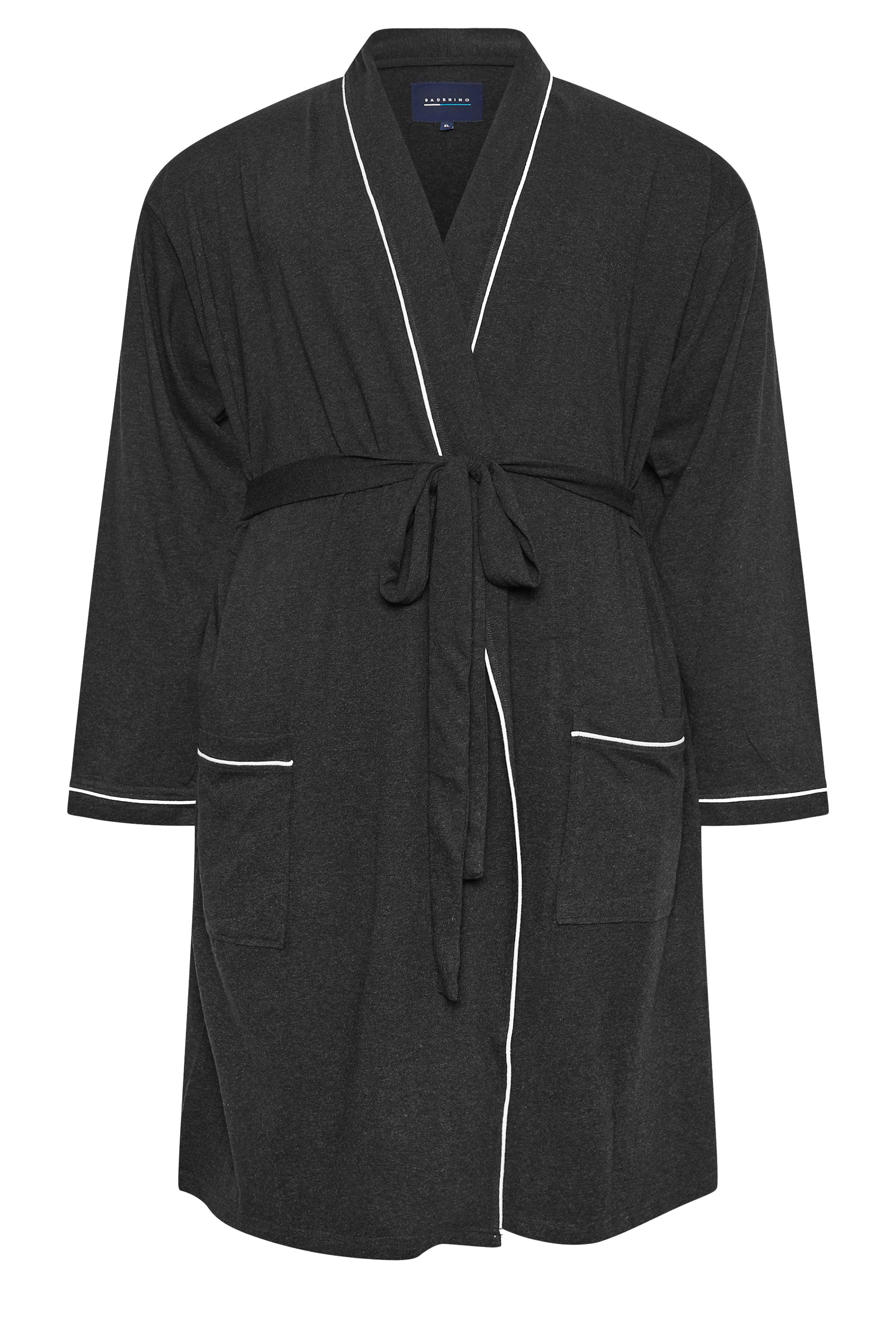 BadRhino Big & Tall Dark Grey Jersey Robe | BadRhino 4