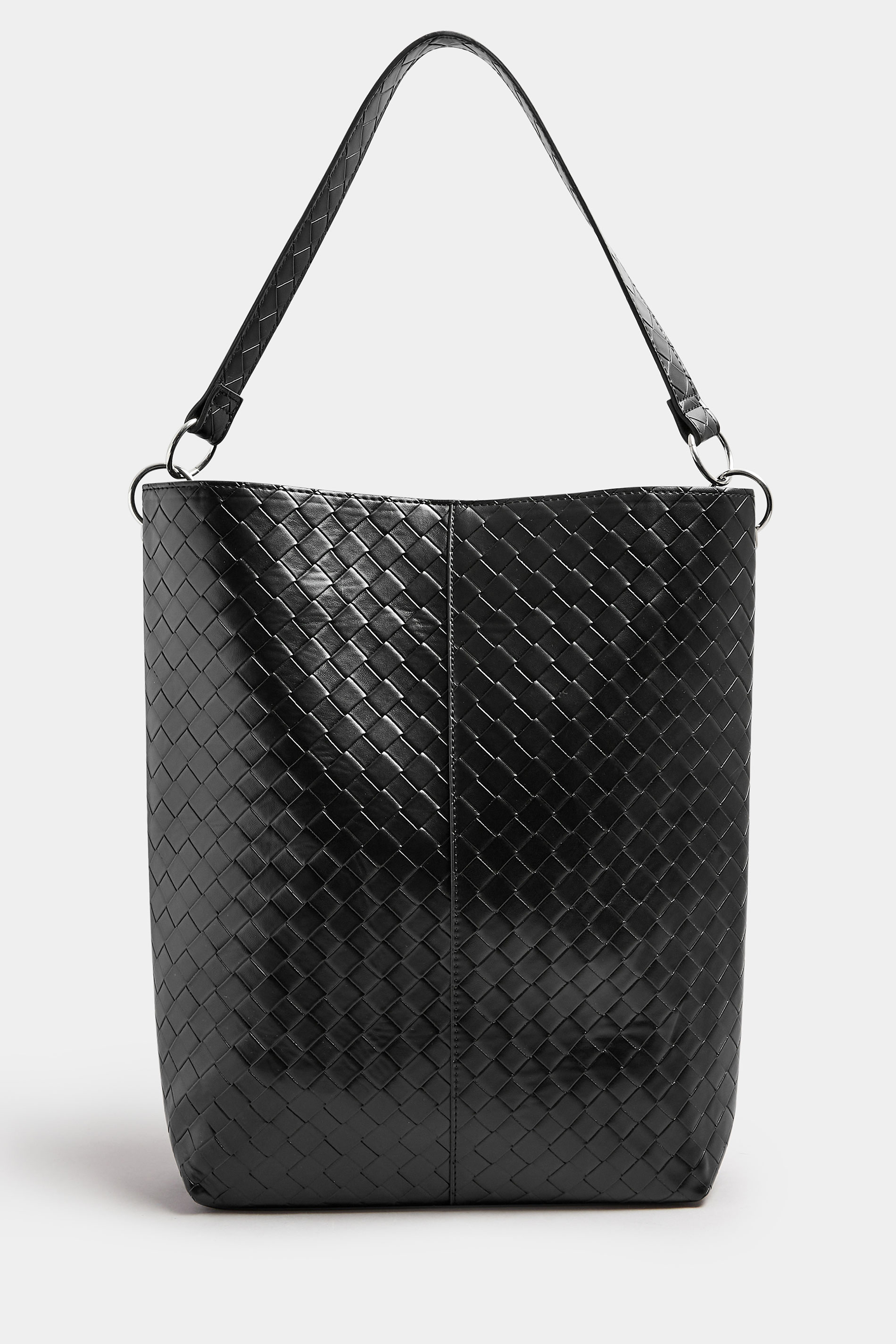 Black Faux Leather Woven Shoulder Bag | Yours Clothing 3