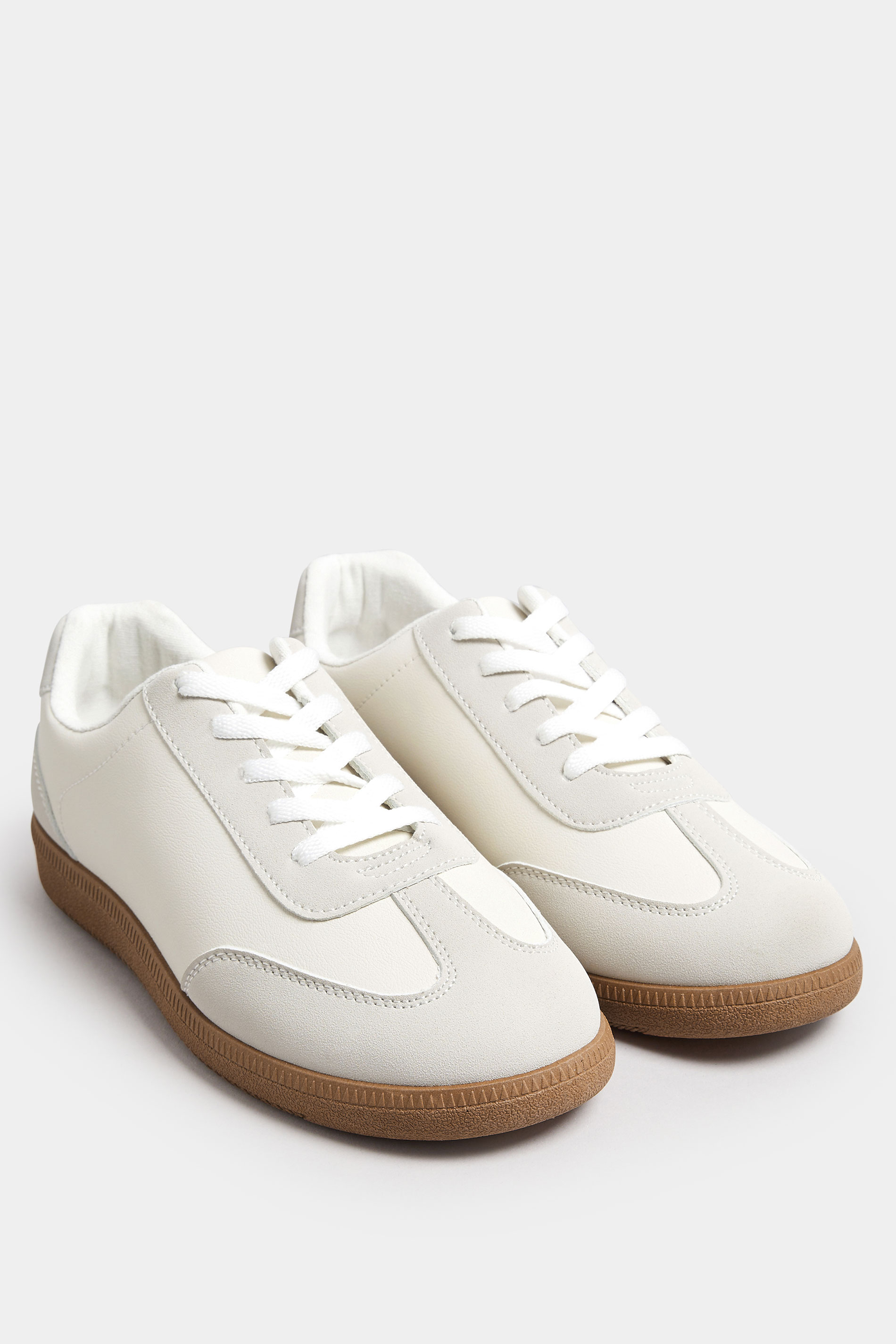 White Retro Gum Sole Trainers In Extra Wide EEE Fit | Yours Clothing 2