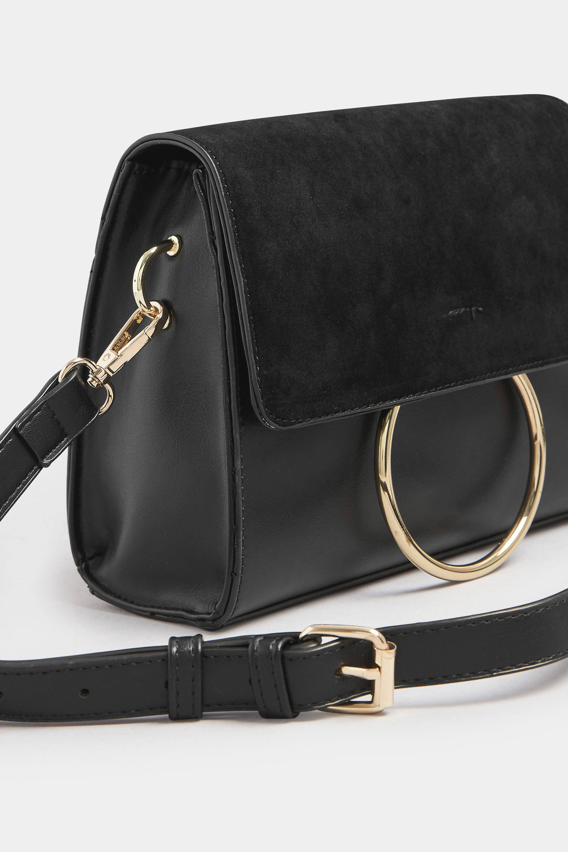 Black Ring Detail Cross Body Bag | Yours Clothing 4