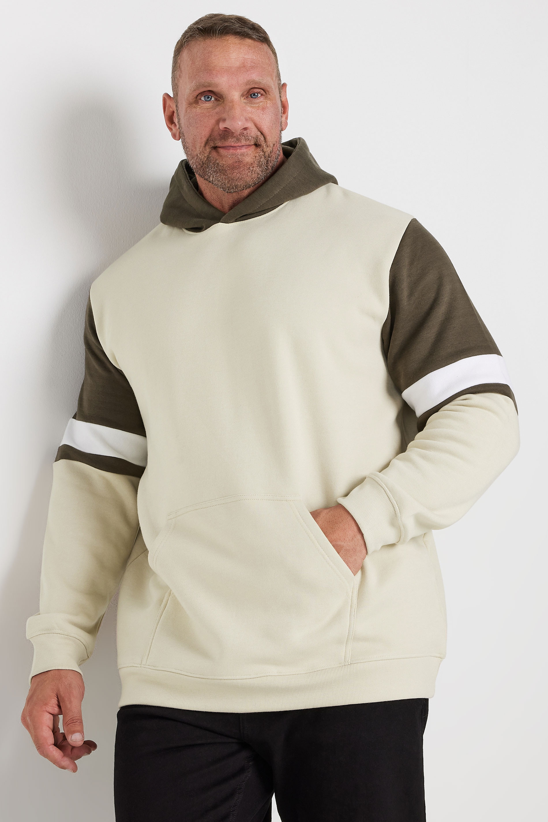 BadRhino Big & Tall Natural Brown Colourblock Hoodie | BadRhino  2