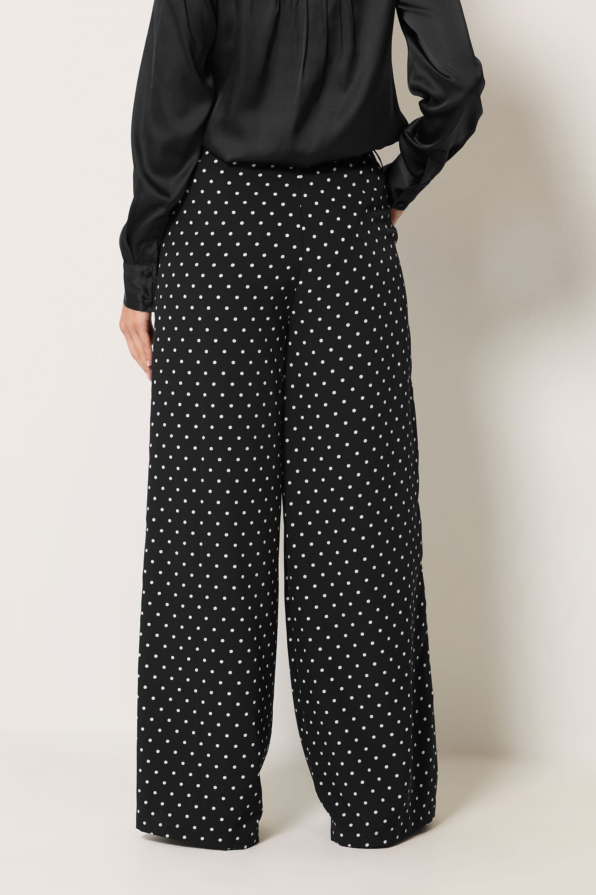 LTS Tall Women's Black Polka Dot Print Wide Leg Trousers | Long Tall Sally 4