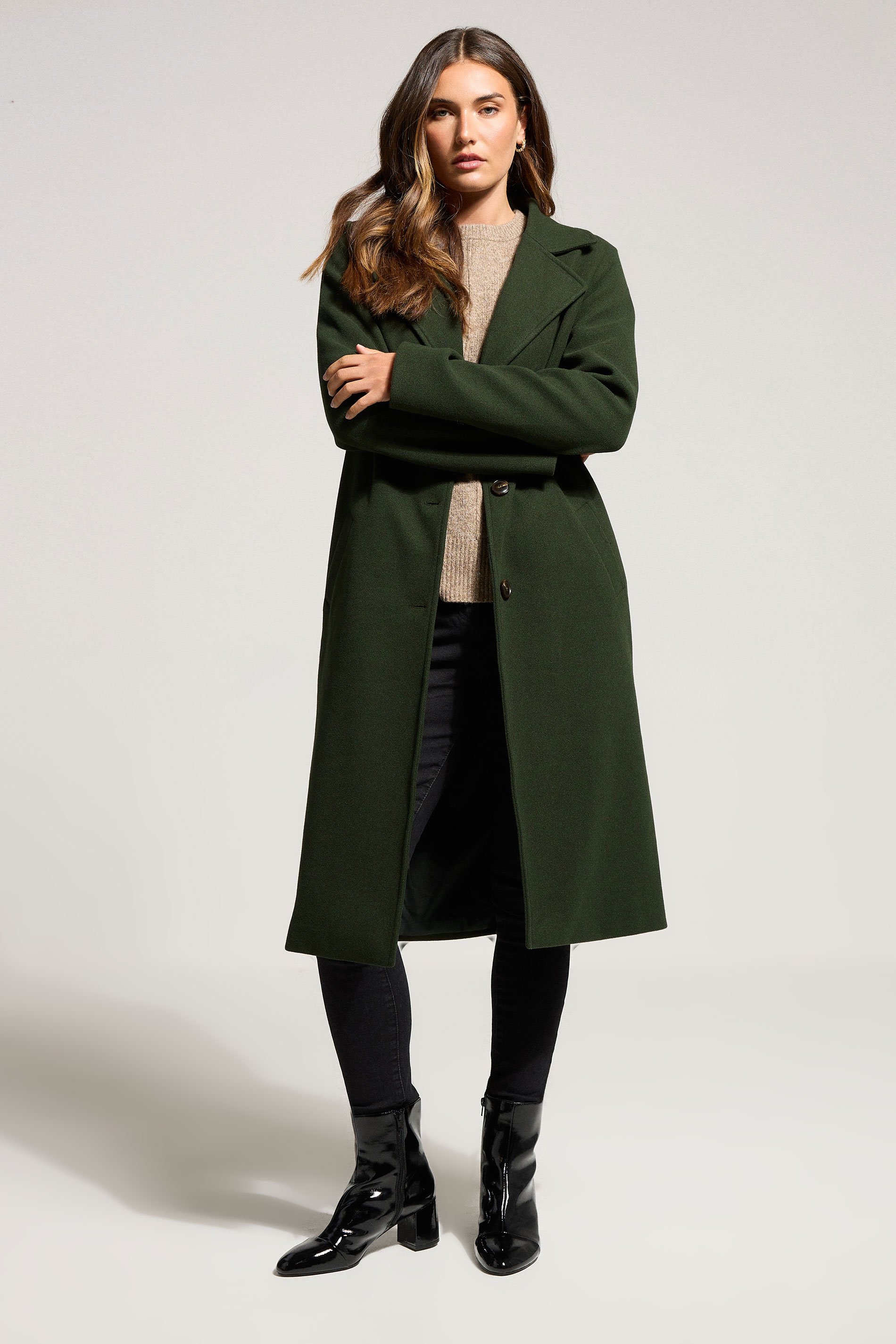 LTS Tall Dark Green Formal Midi City Coat | Long Tall Sally 3