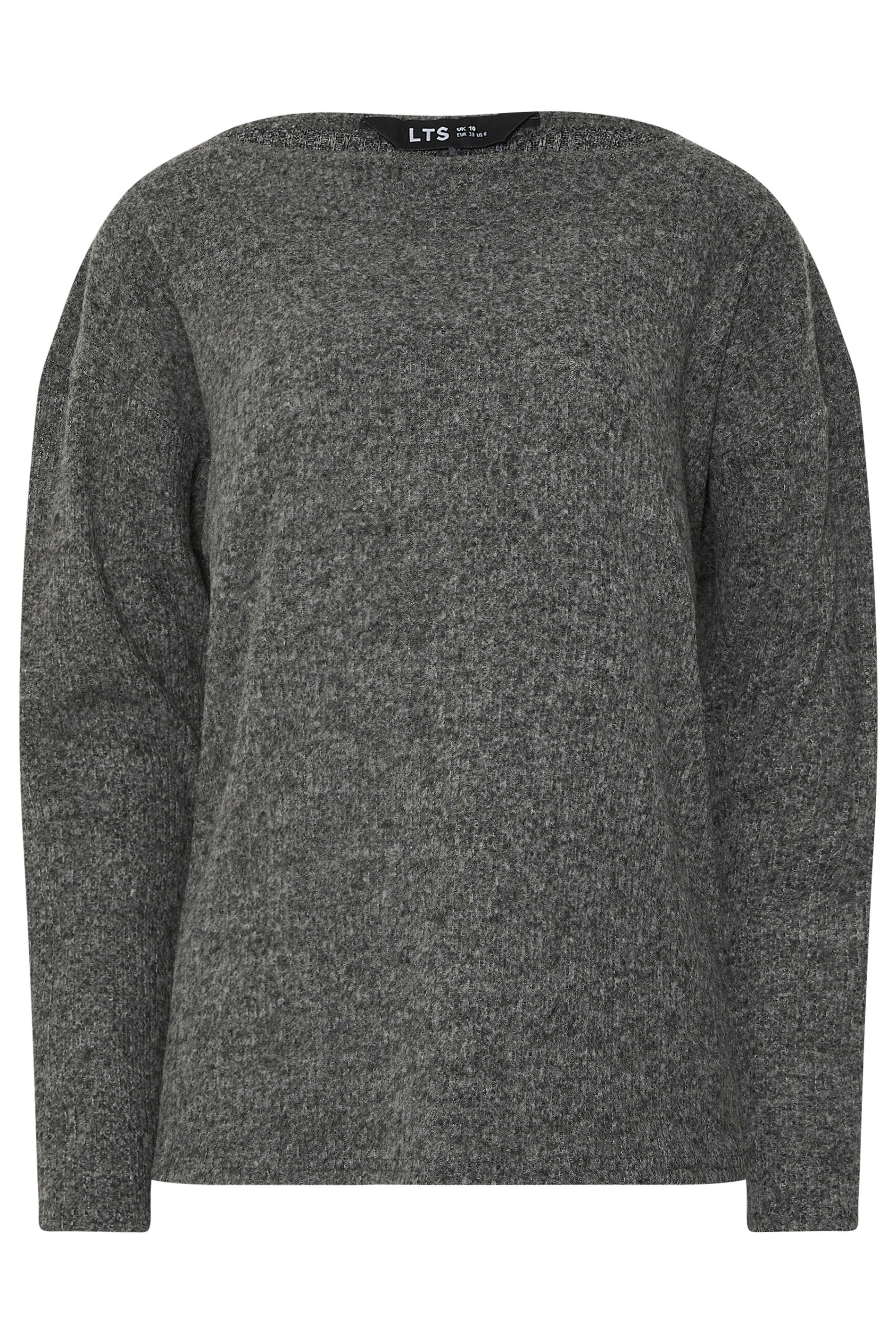 LTS Tall Charcoal Grey Ribbed Soft Touch Batwing Top | Long Tall Sally 5