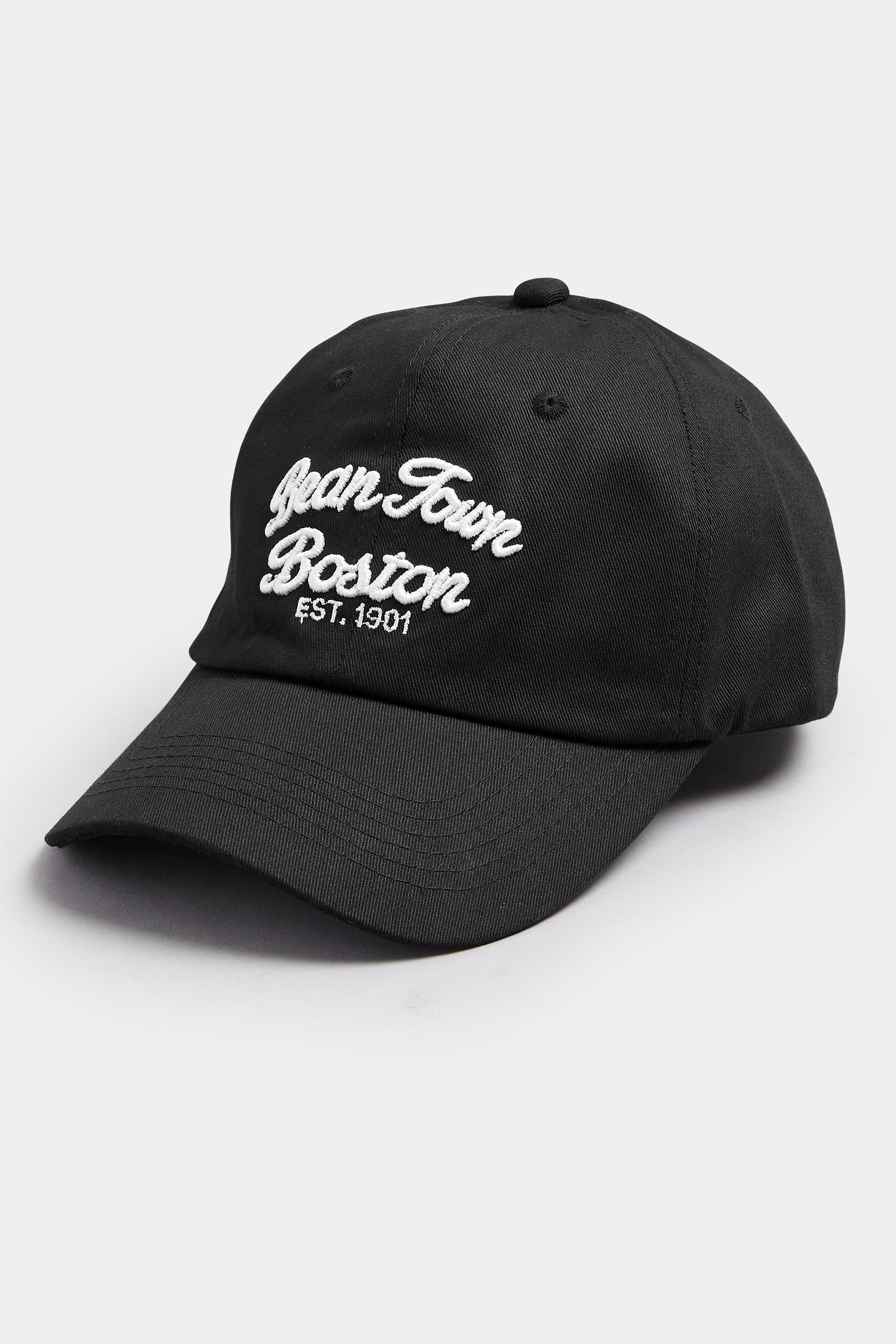 Black 'Boston' Slogan Baseball Cap | Yours Clothing 2
