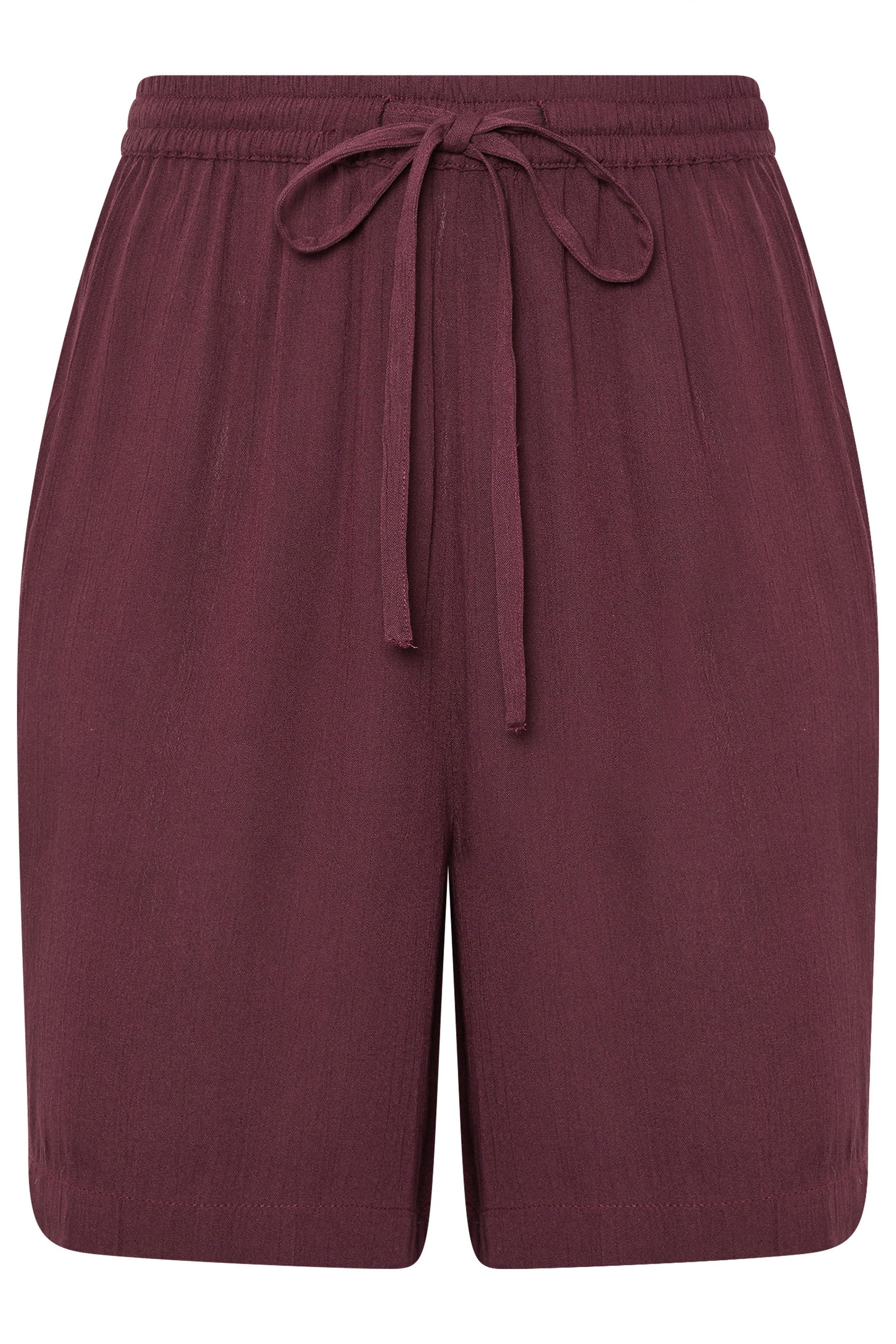 LTS Tall Dark Purple Cotton Crinkle Shorts | Long Tall Sally 5