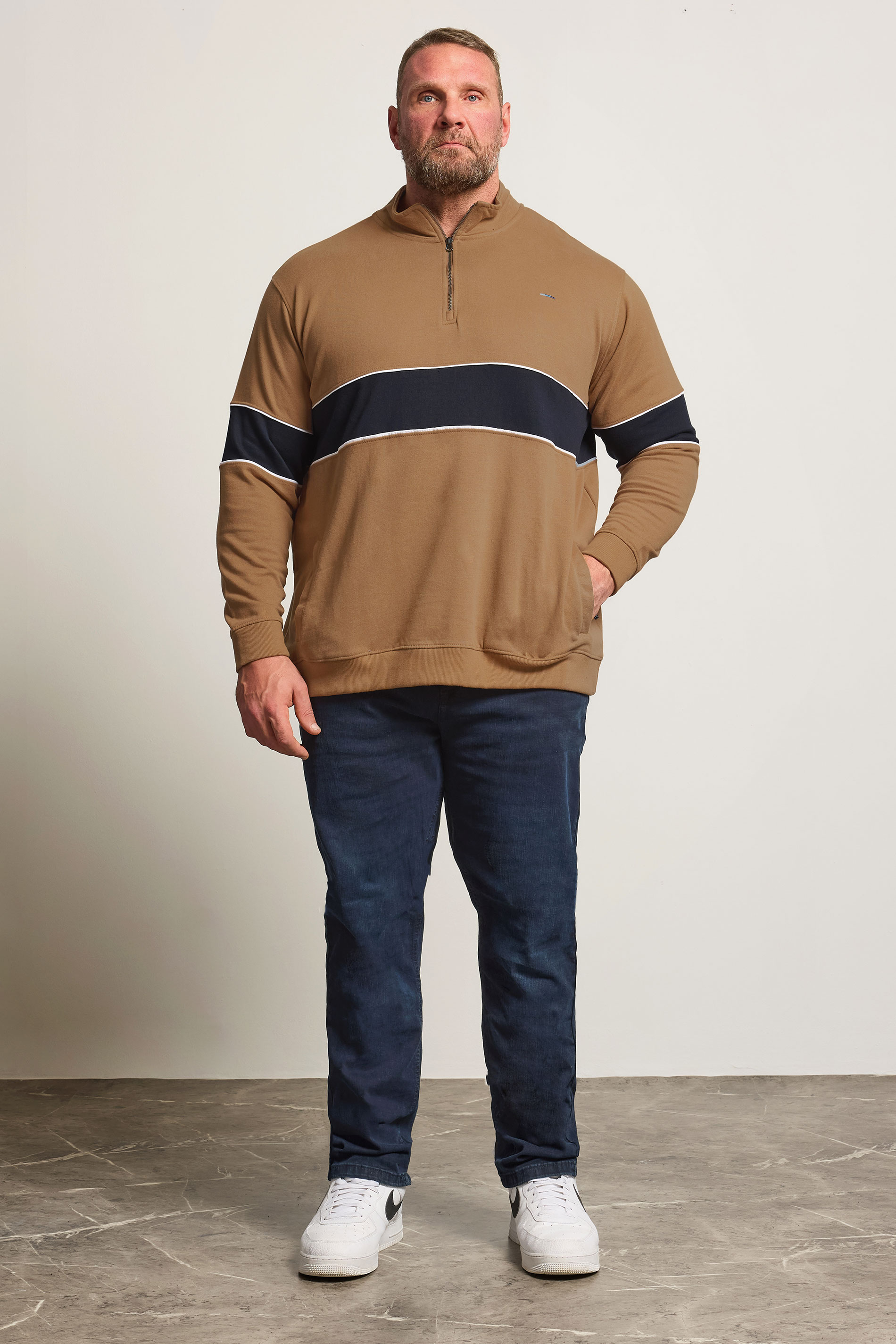 BadRhino Big & Tall Tan Brown Quarter Zip Sweatshirt | BadRhino 2