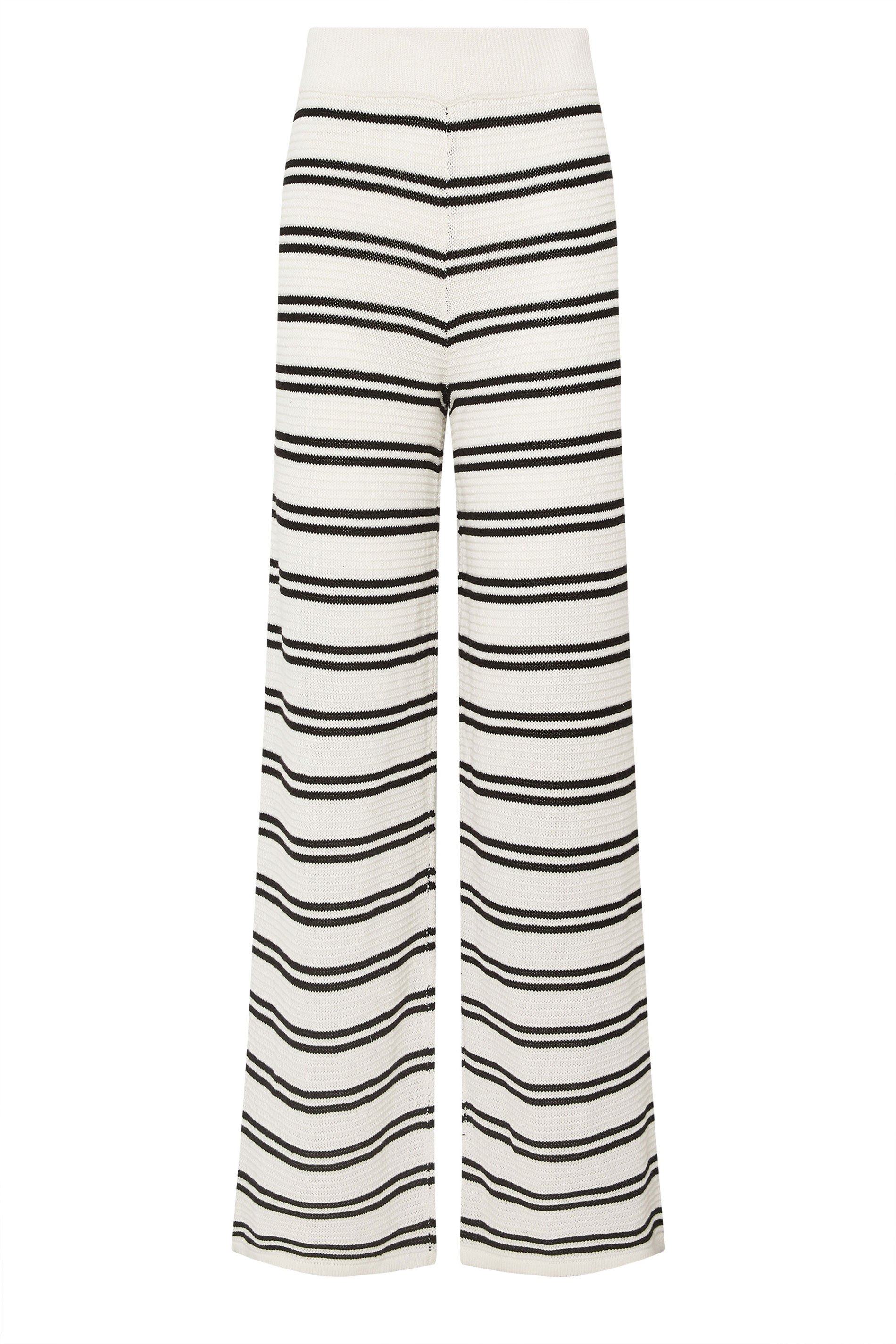 LTS Tall Ivory White Knit Stripe Wide Leg Trousers | Long Tall Sally 8