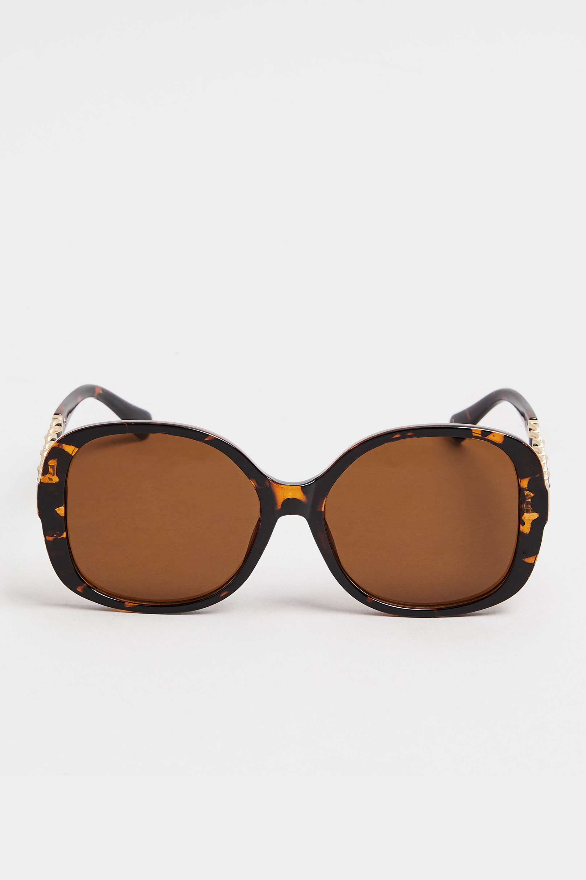 Brown Chain Tortoiseshell Oversized Sunglasses | Yours Clothing 3