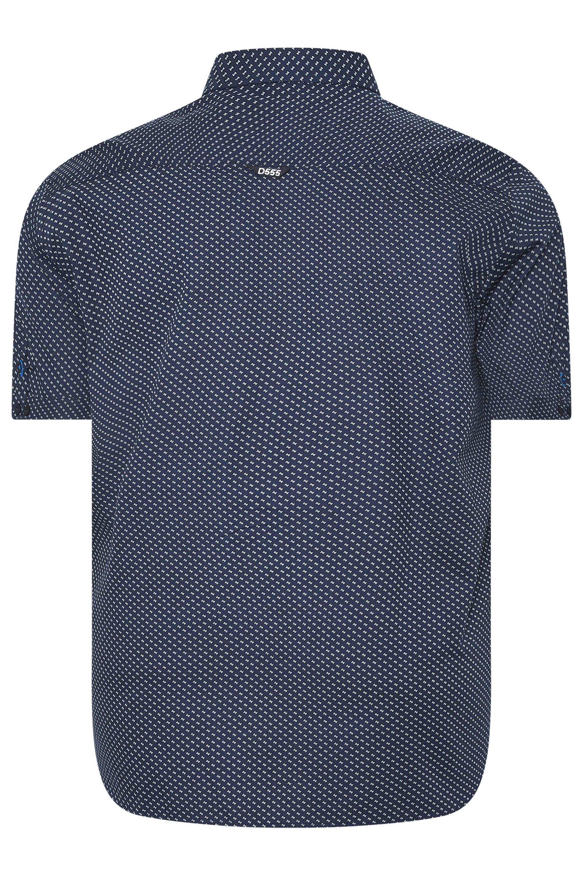 D555 Big & Tall Dark Blue Micro Print Short Sleeve Shirt | BadRhino 4