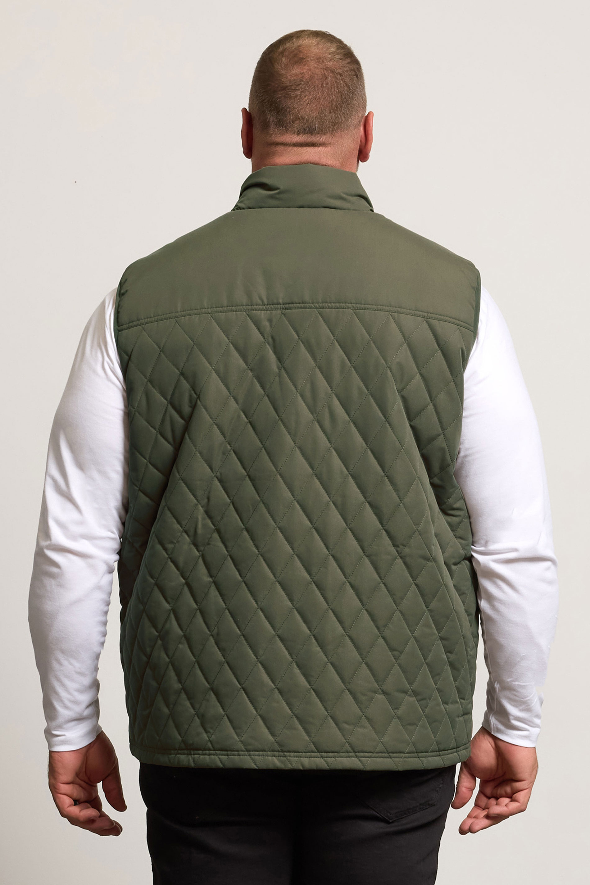 BadRhino Big & Tall Khaki Green Diamond Quilted Gilet | BadRhino 4