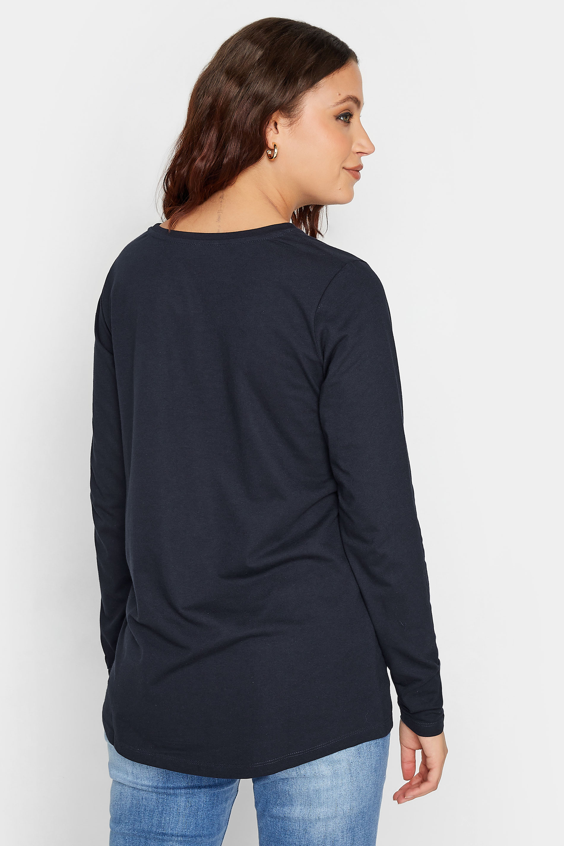 LTS Tall Women's Navy Blue Dipped Hem T-Shirt | Long Tall Sally 3