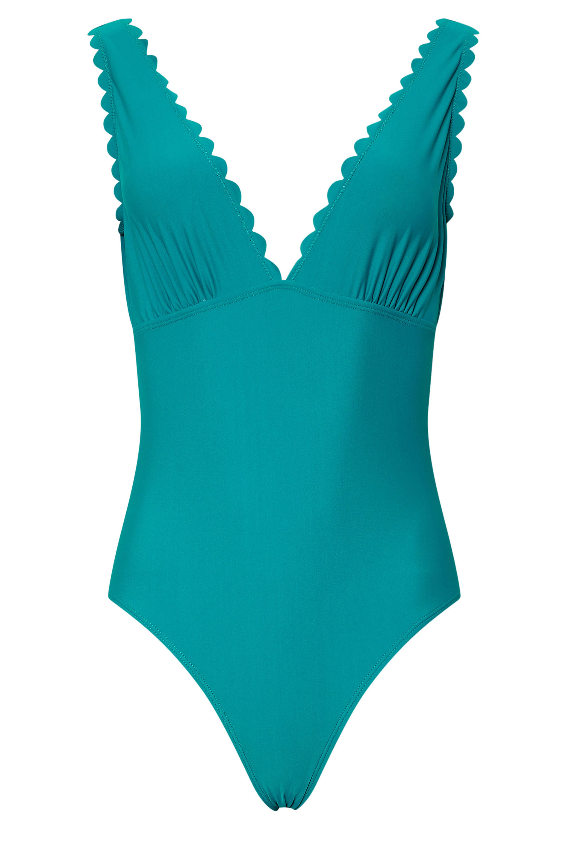 LTS Tall Turquoise Green Scalloped Seam Swimsuit | Long Tall Sally 8