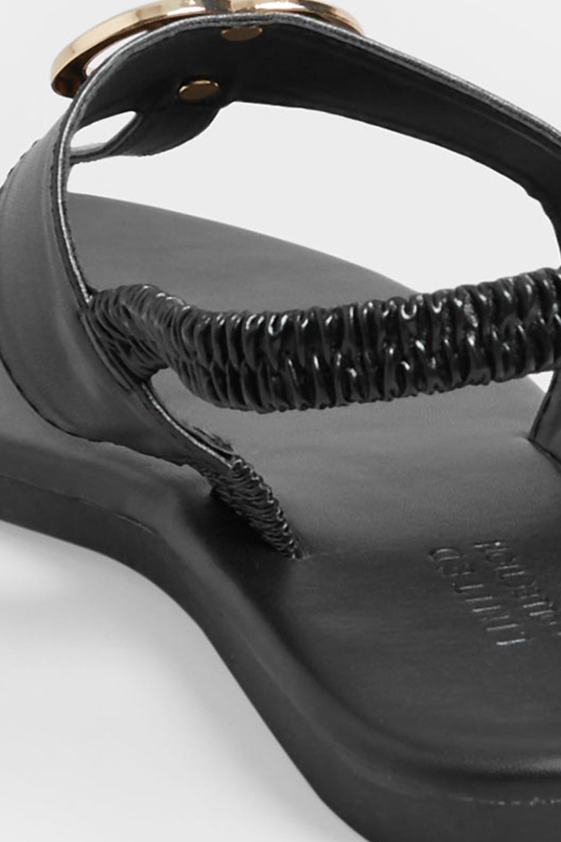 LIMITED COLLECTION Black & Gold Double Ring Sandals In Wide E Fit & Extra Wide EEE Fit 4