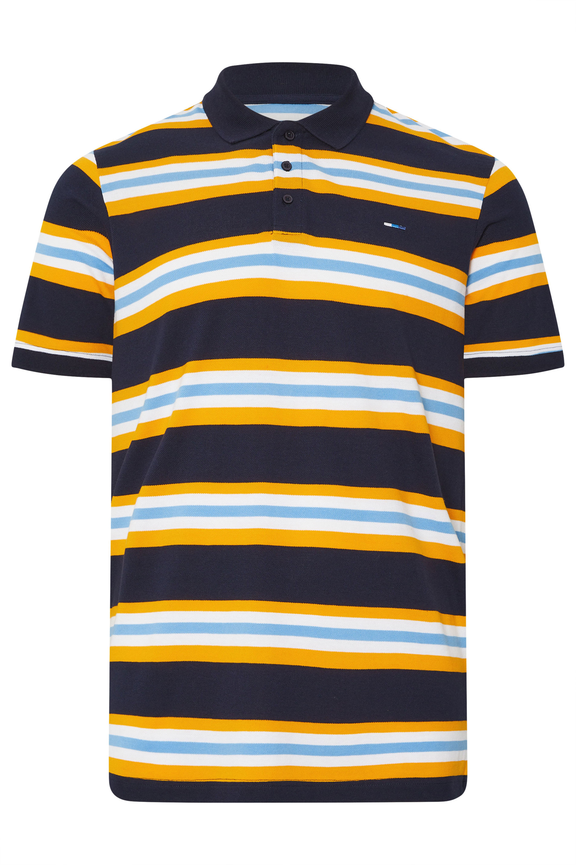 BadRhino Big & Tall Navy Blue & Yellow Striped Polo Shirt | BadRhino 5