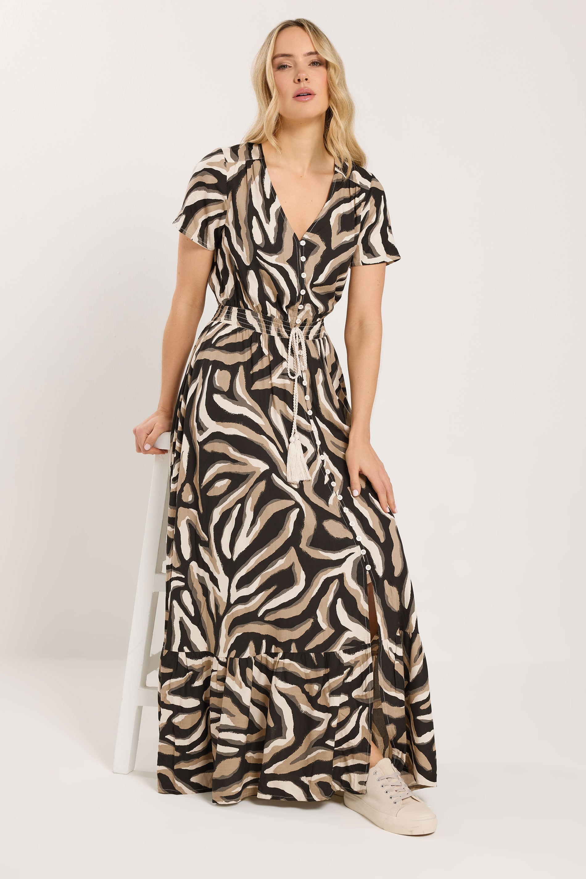LTS Tall Women's Zebra Print Button Maxi Dress | Long Tall Sally 1