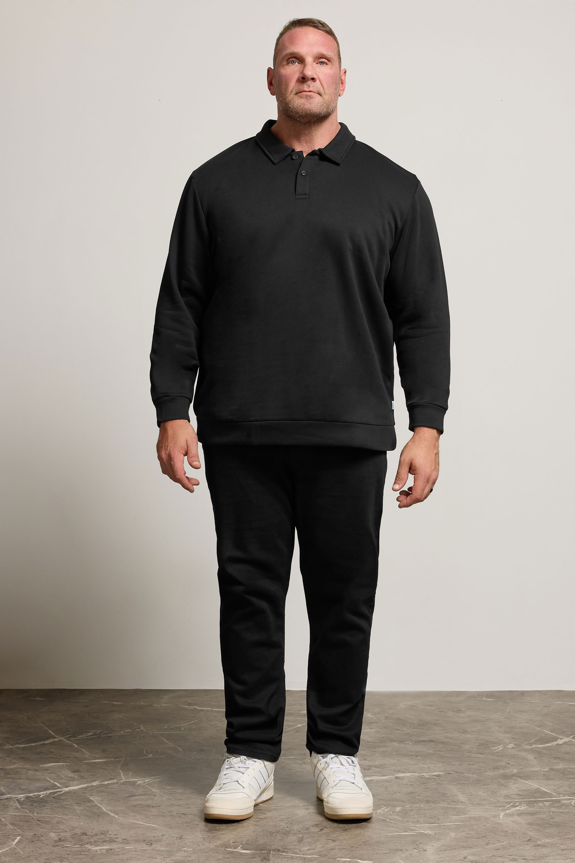 JACK & JONES Big & Tall Black Radley Polo Sweatshirt | BadRhino 2