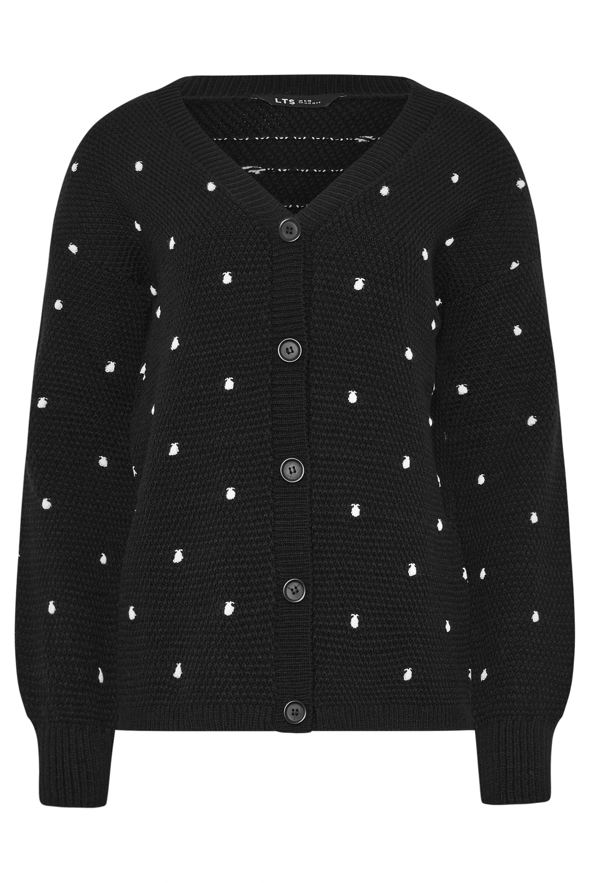 LTS Tall Women's Black & White Polka Dot Cardigan | Long Tall Sally 1