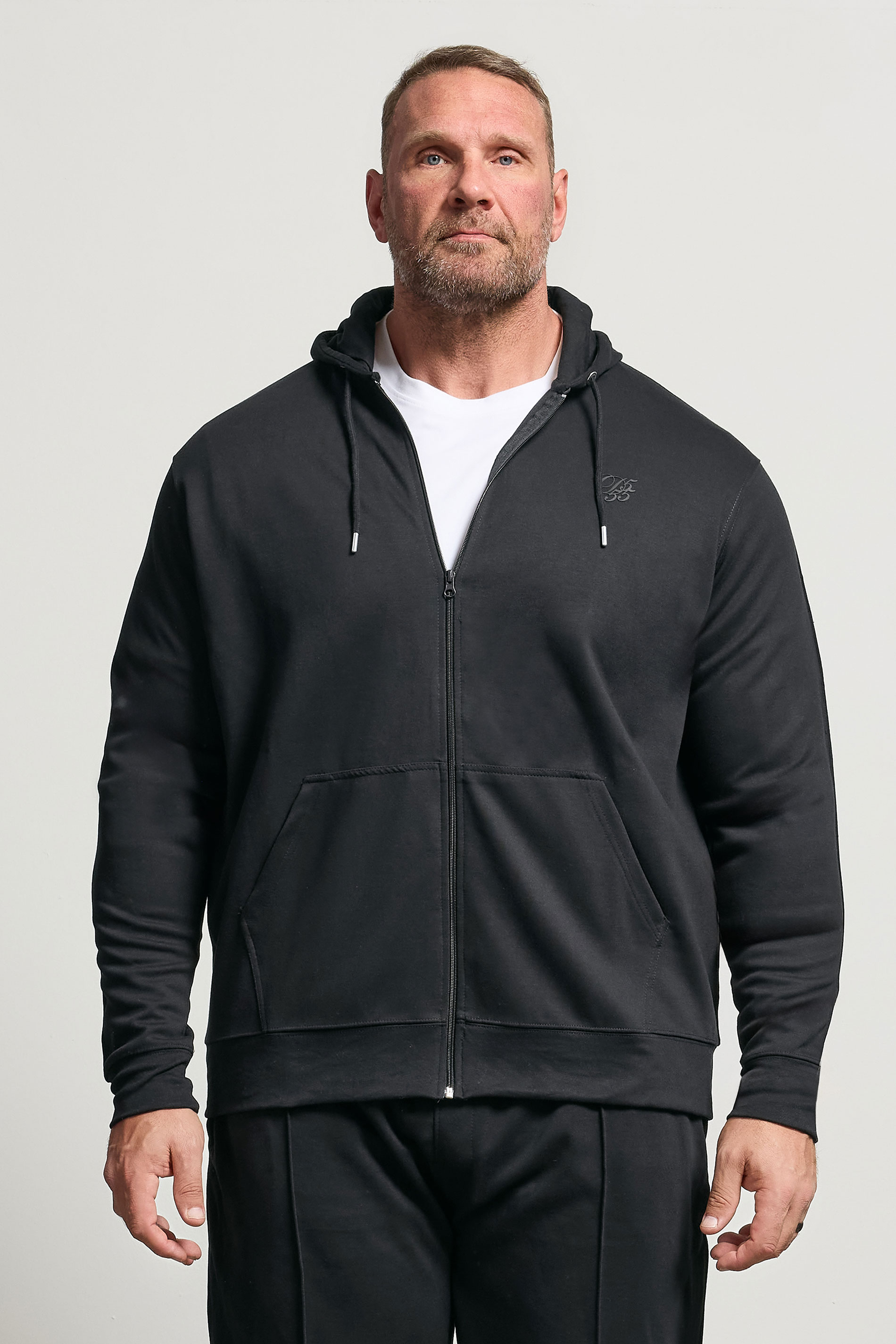 D555 Big & Tall Navy Blue Couture Zip Through Hoodie | BadRhino 1