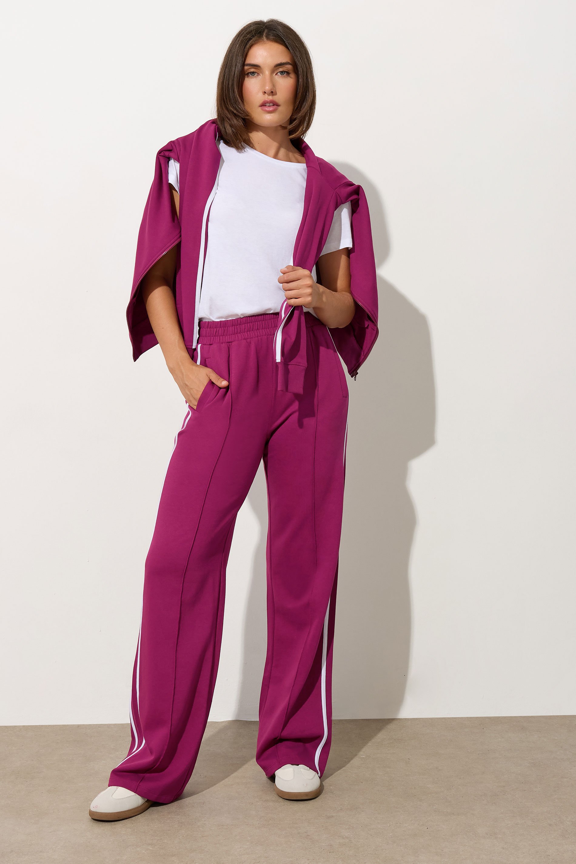 LTS Tall Red Contrast Stripe Wide Leg Trousers | Long Tall Sally 2