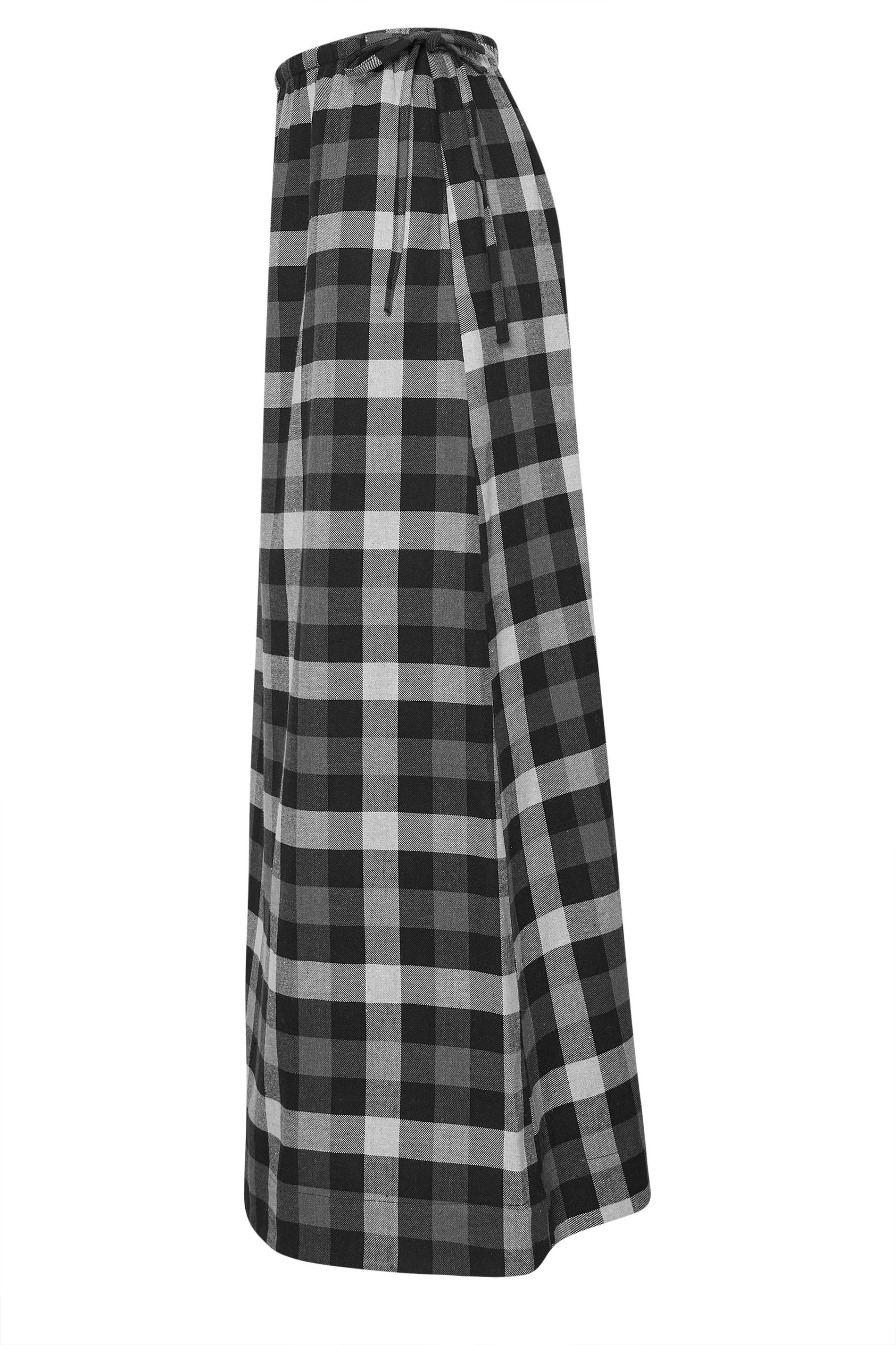 LTS Tall Black Cotton Check Side Tie Maxi Skirt | Long Tall Sally 7