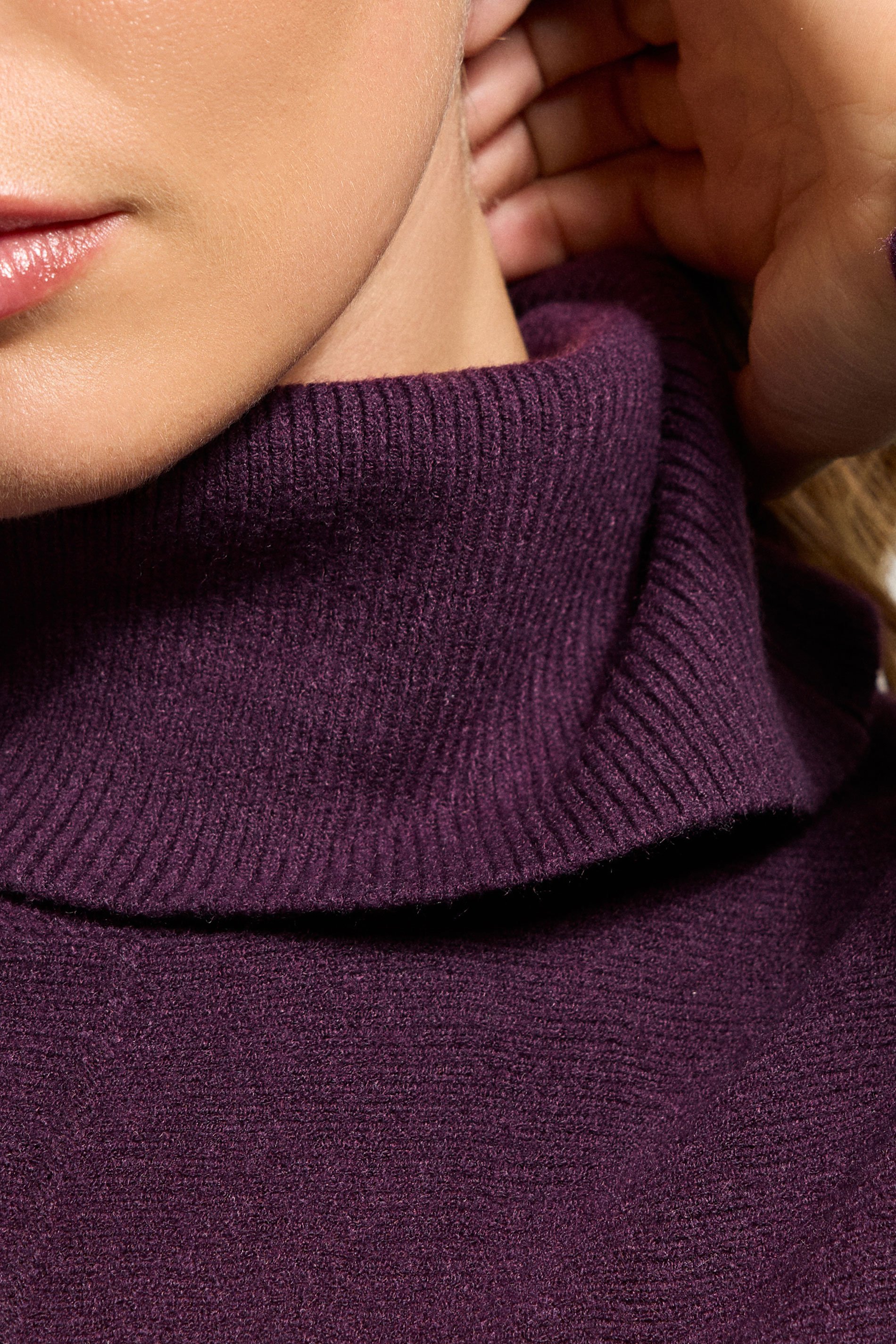 LTS Tall Purple Batwing Roll Neck Jumper | Long Tall Sally 4