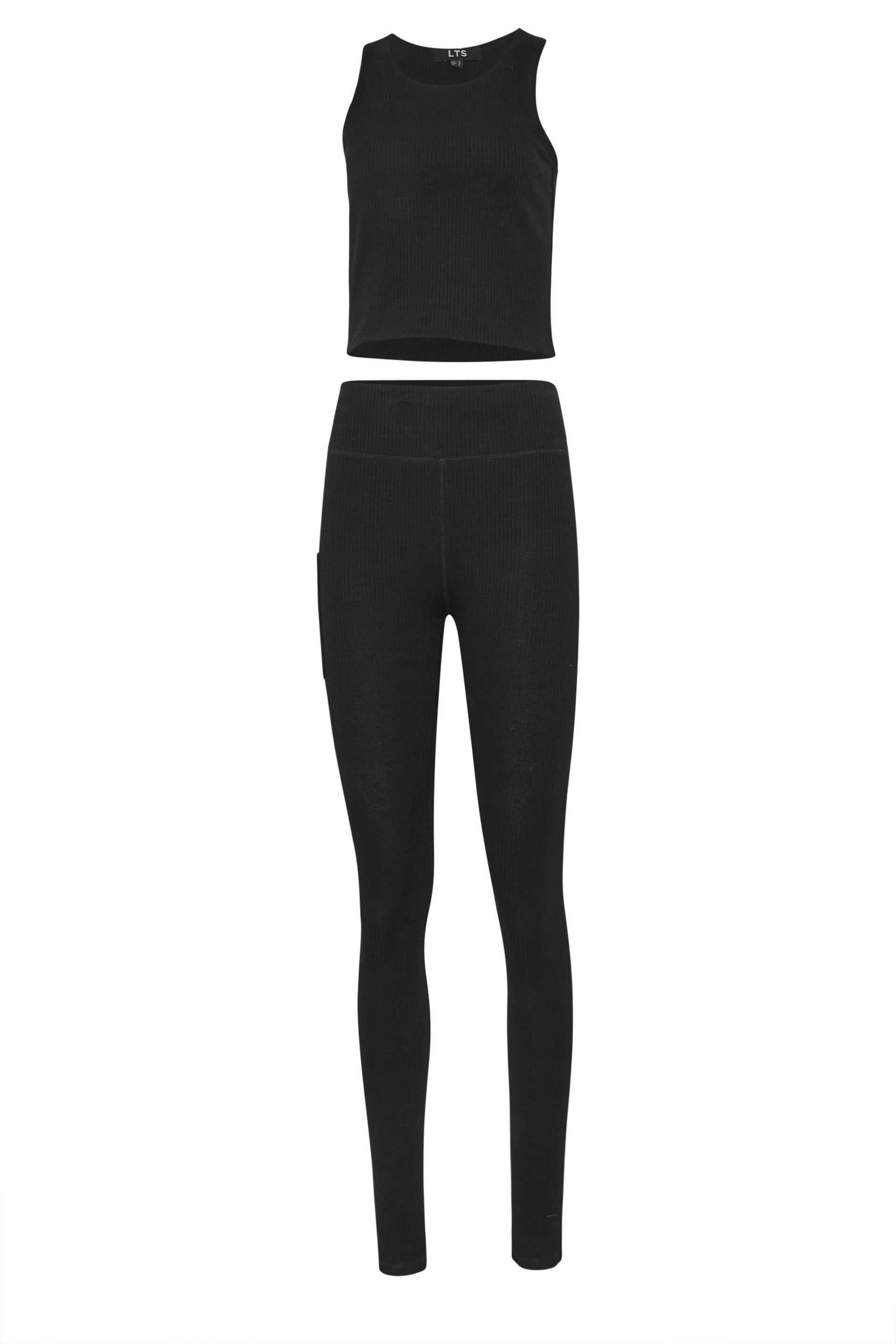 LTS Tall Black Active Ribbed Leggings & Vest Top | Long Tall Sally 11