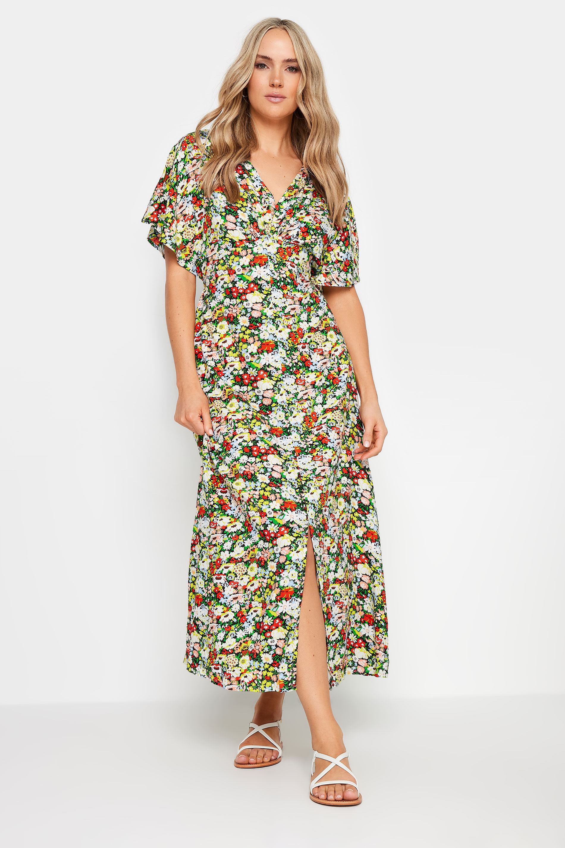 LTS Tall Women's Yellow Floral Print Split Front Midaxi Dress | Long Tall Sally 2