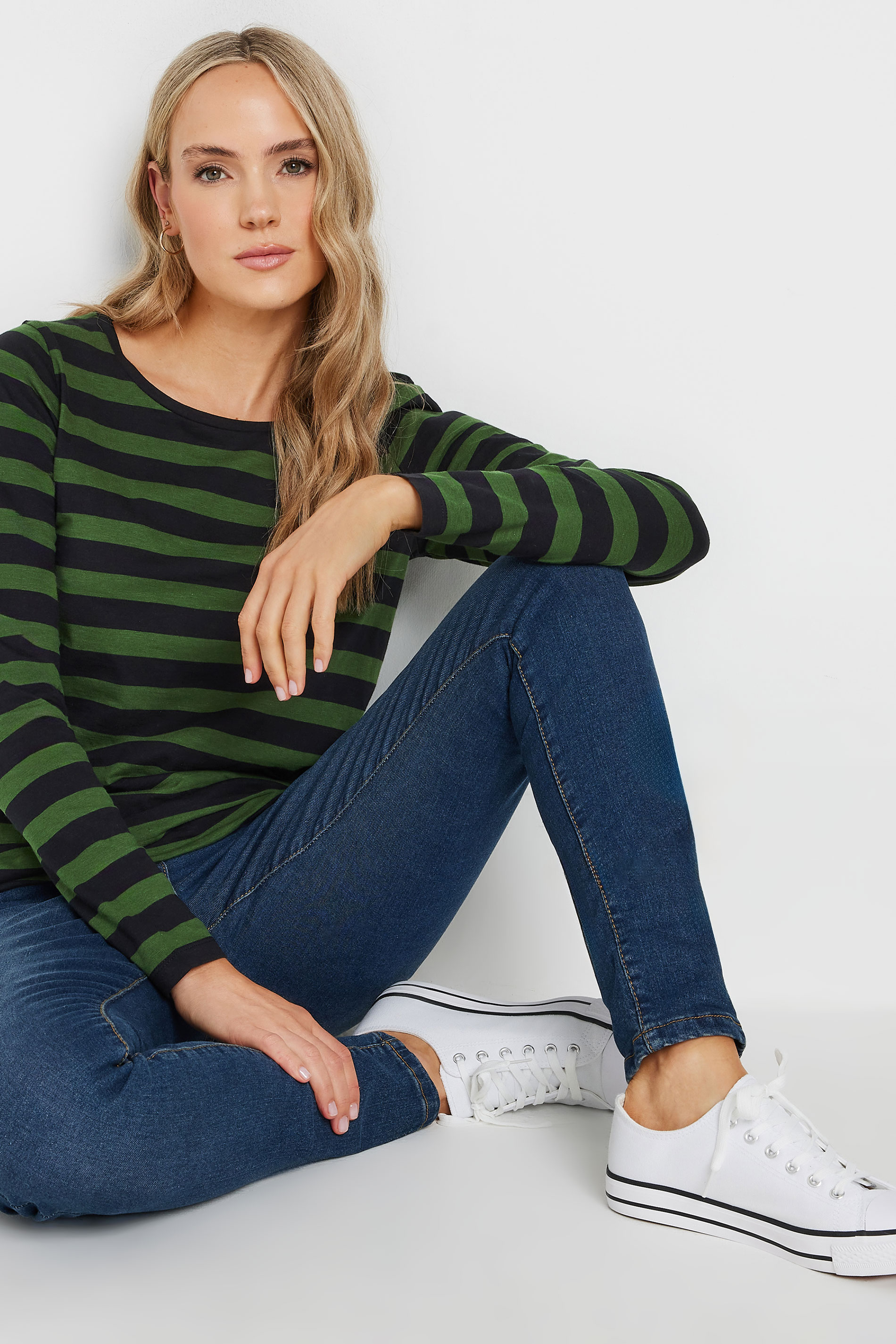 LTS Tall Black and Khaki Green Long Sleeve T-Shirt Top | Long Tall Sally 4