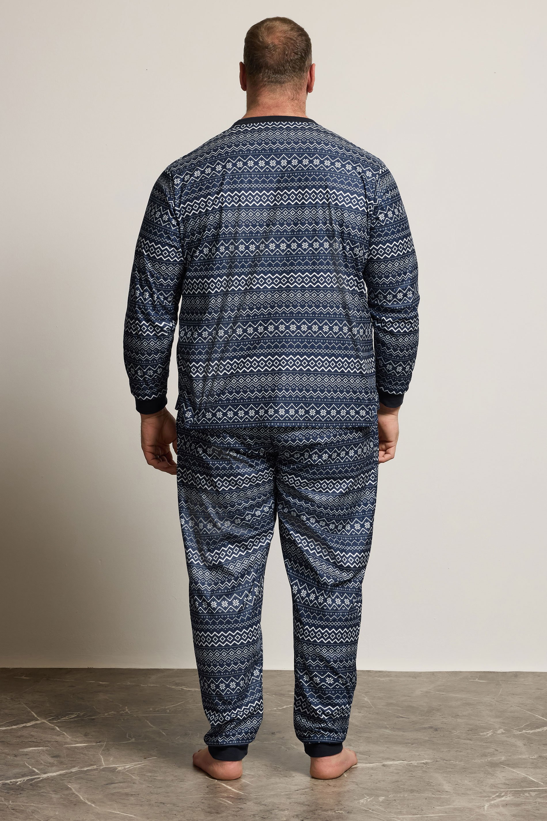 BadRhino Big & Tall Navy Blue Fairisle Pyjama Set | BadRhino 3