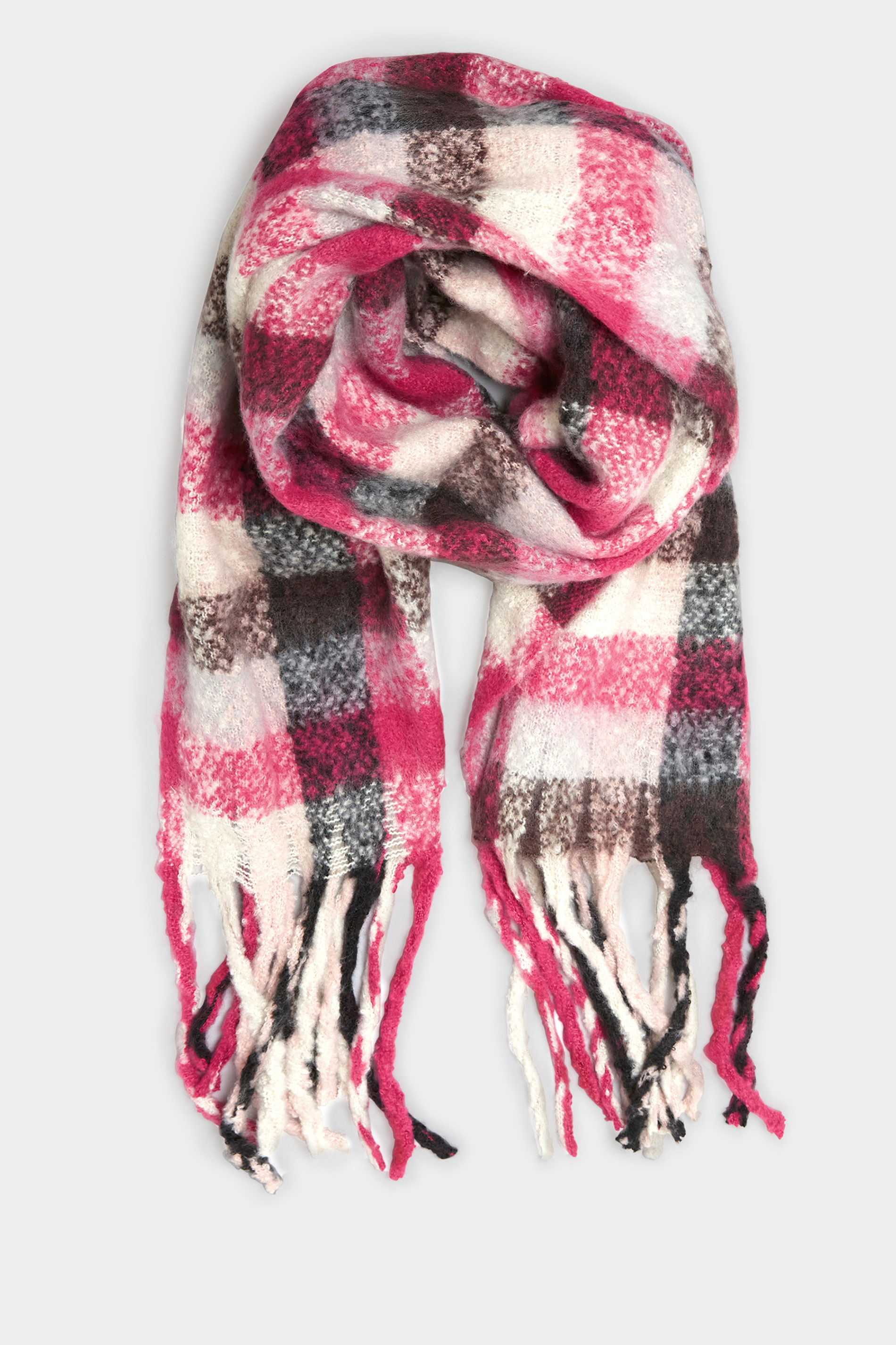 Pink Check Print Super Soft Scarf | Yours Clothing 2