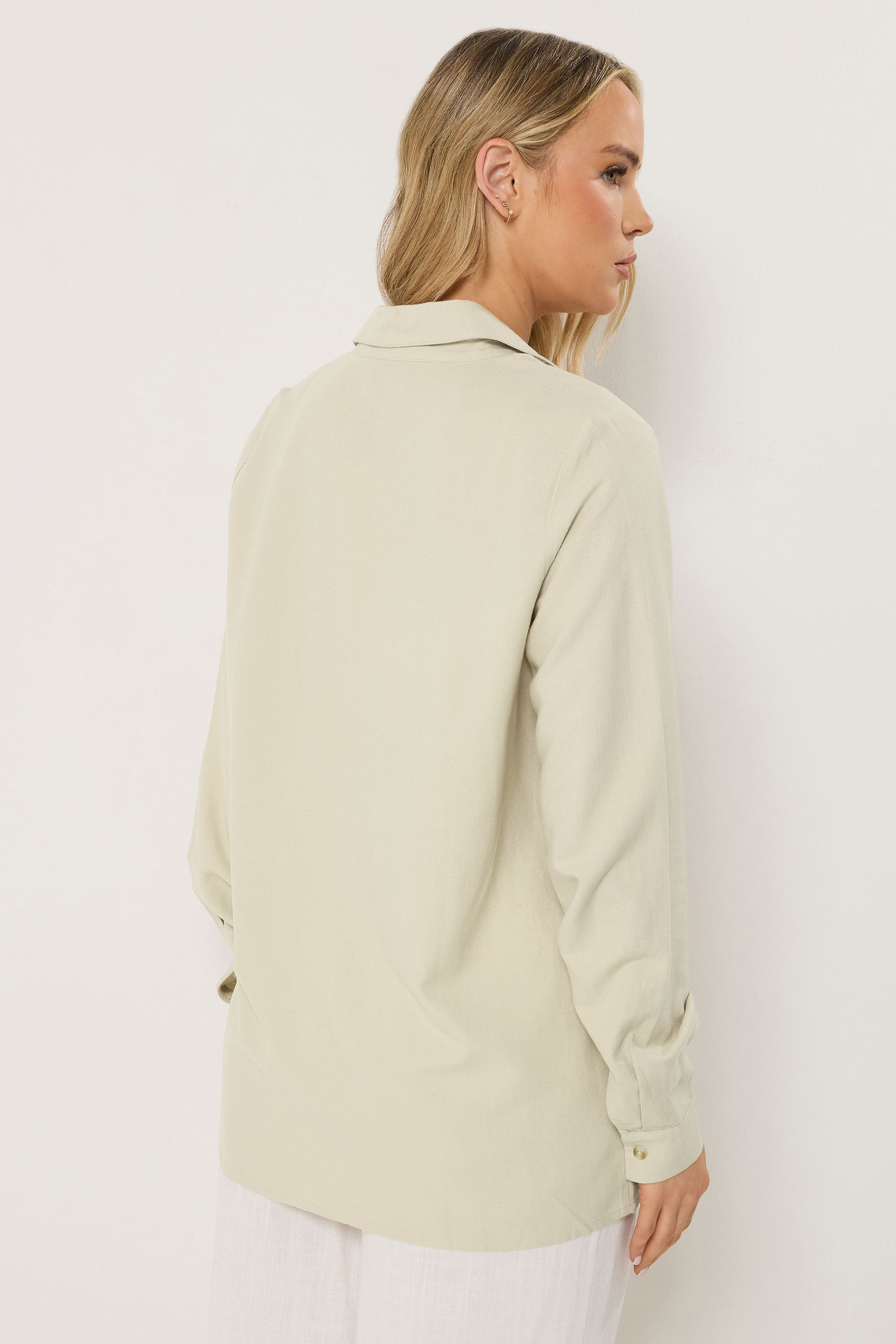 LTS Tall Women's Natural Brown Linen Long Sleeve Shirt | Long Tall Sally  4