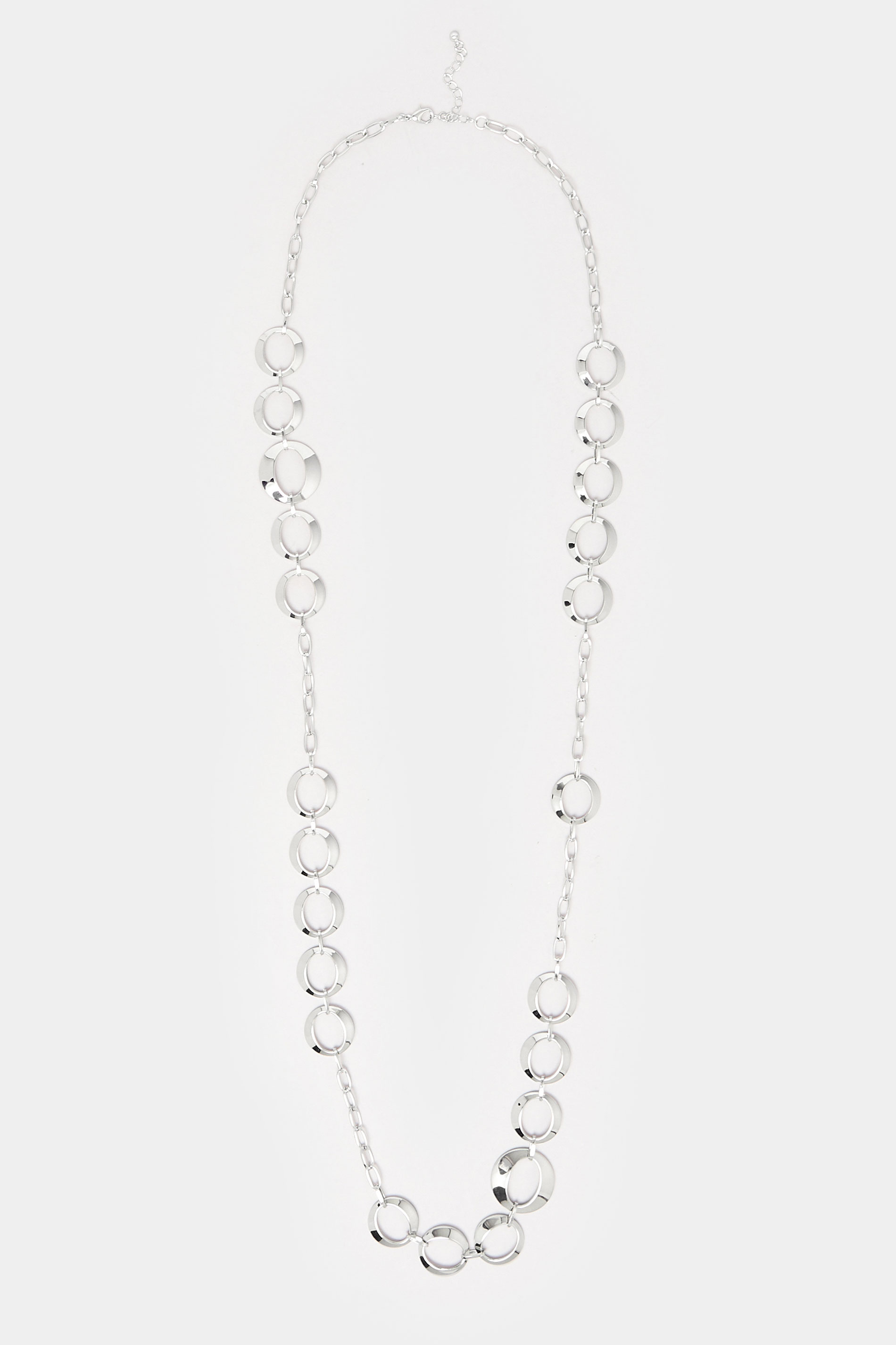 Silver Tone Circular Longline Necklace | Yours Clothing 2