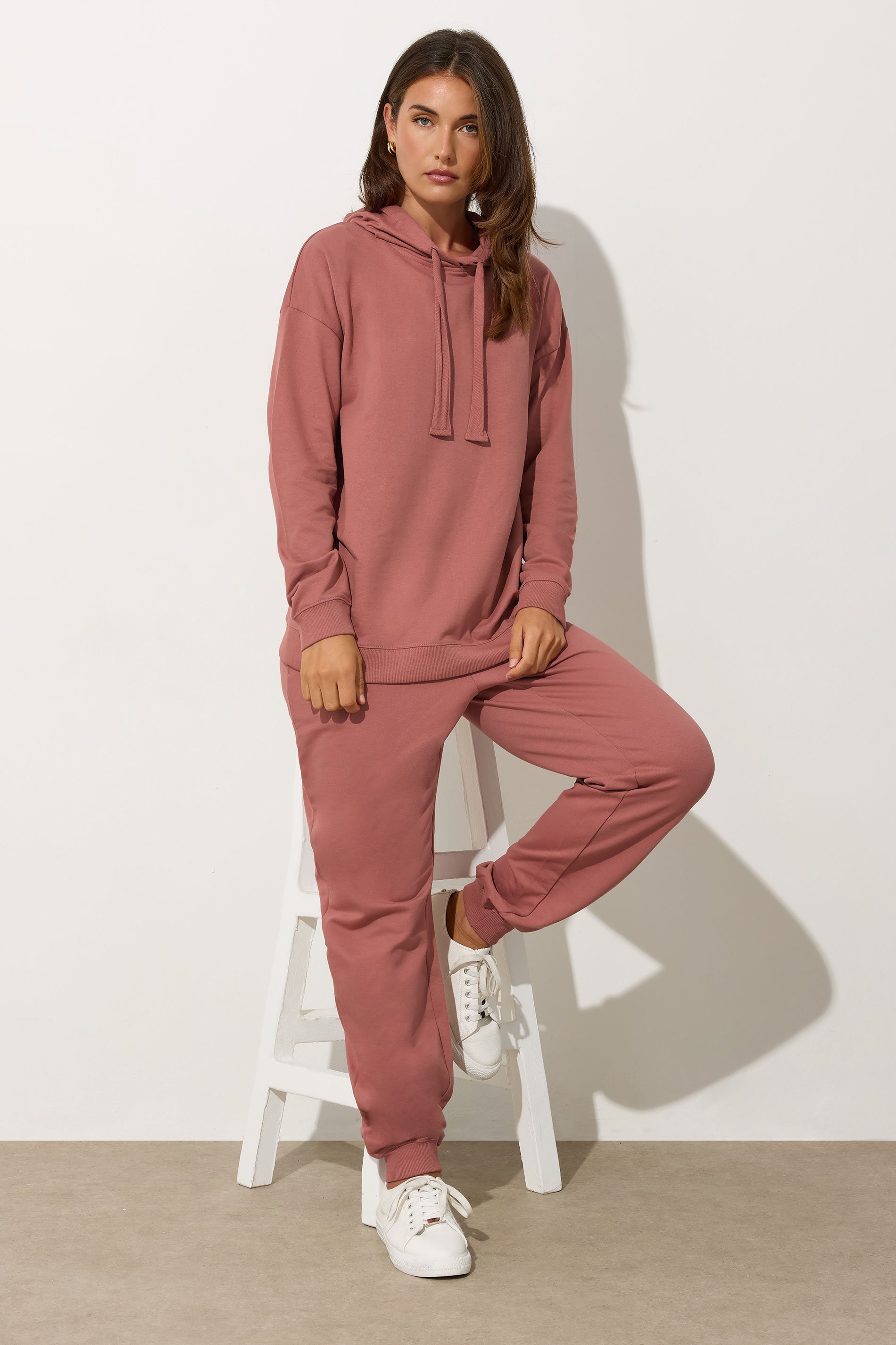 LTS Tall Coral Pink Jersey Drawcord Hoodie | Long Tall Sally 3