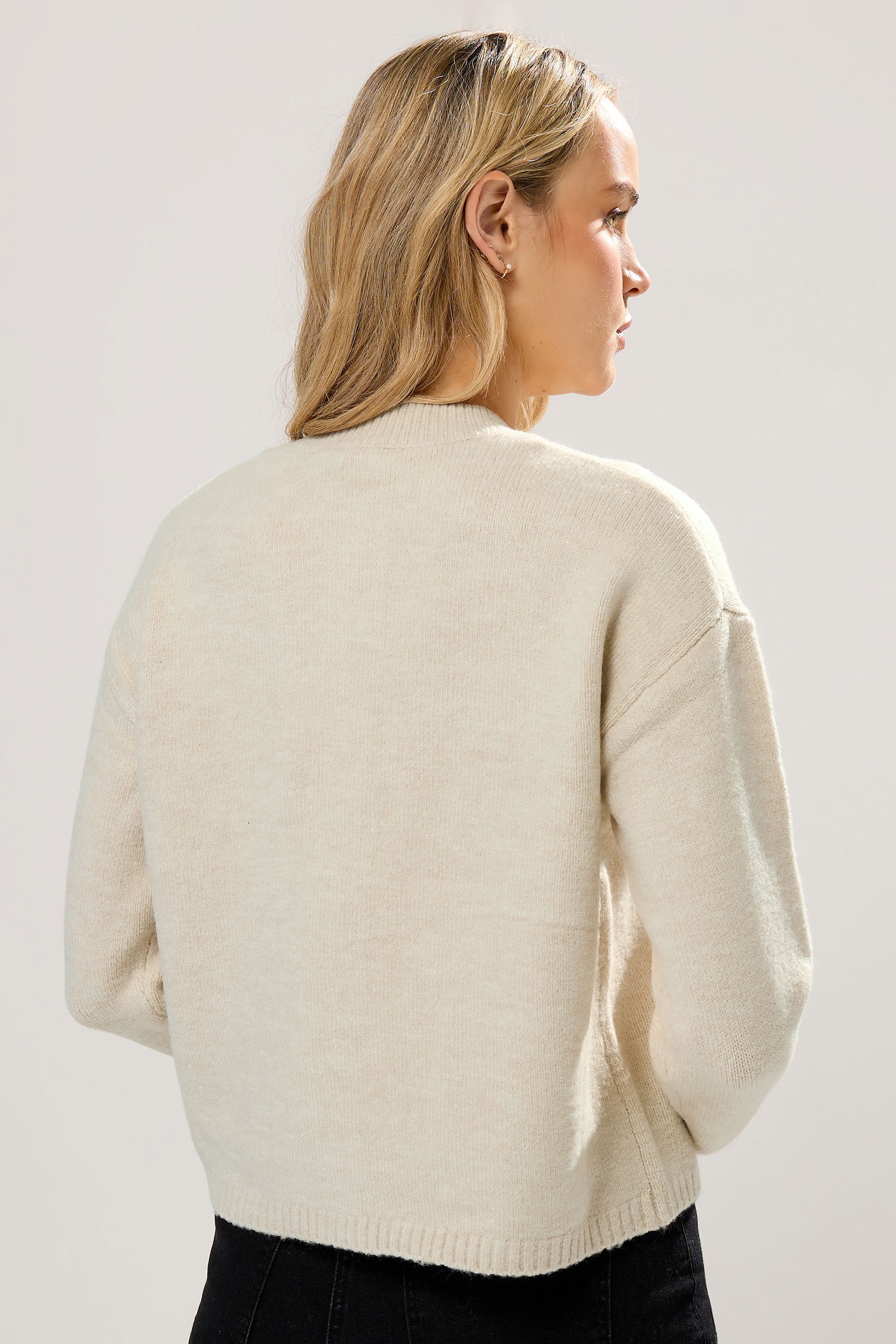 LTS Tall Cream Knitted Bow Front Cardigan | Long Tall Sally 3