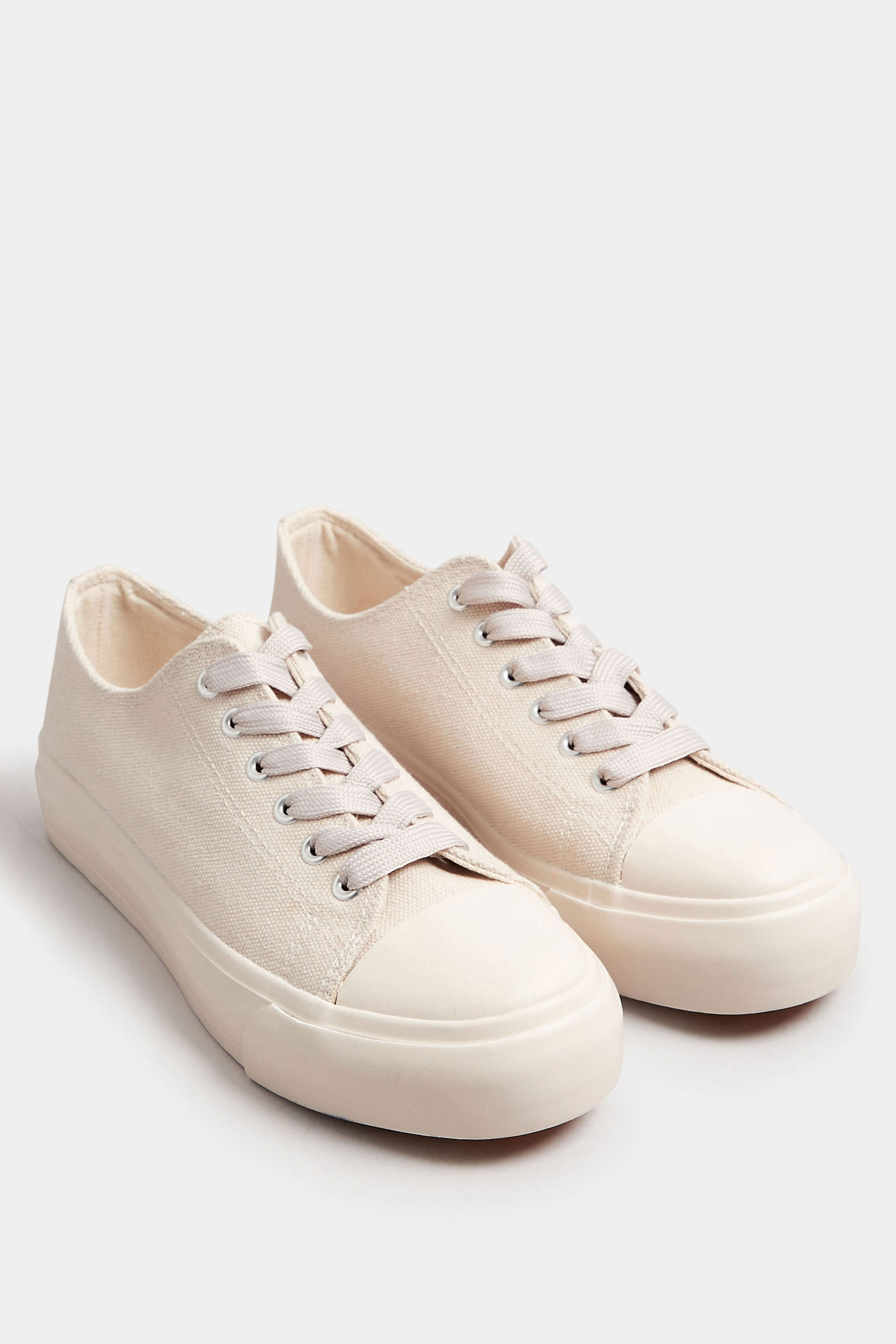 LTS Natural Brown Canvas Flatform Trainers In Standard Fit | Long Tall Sally 2