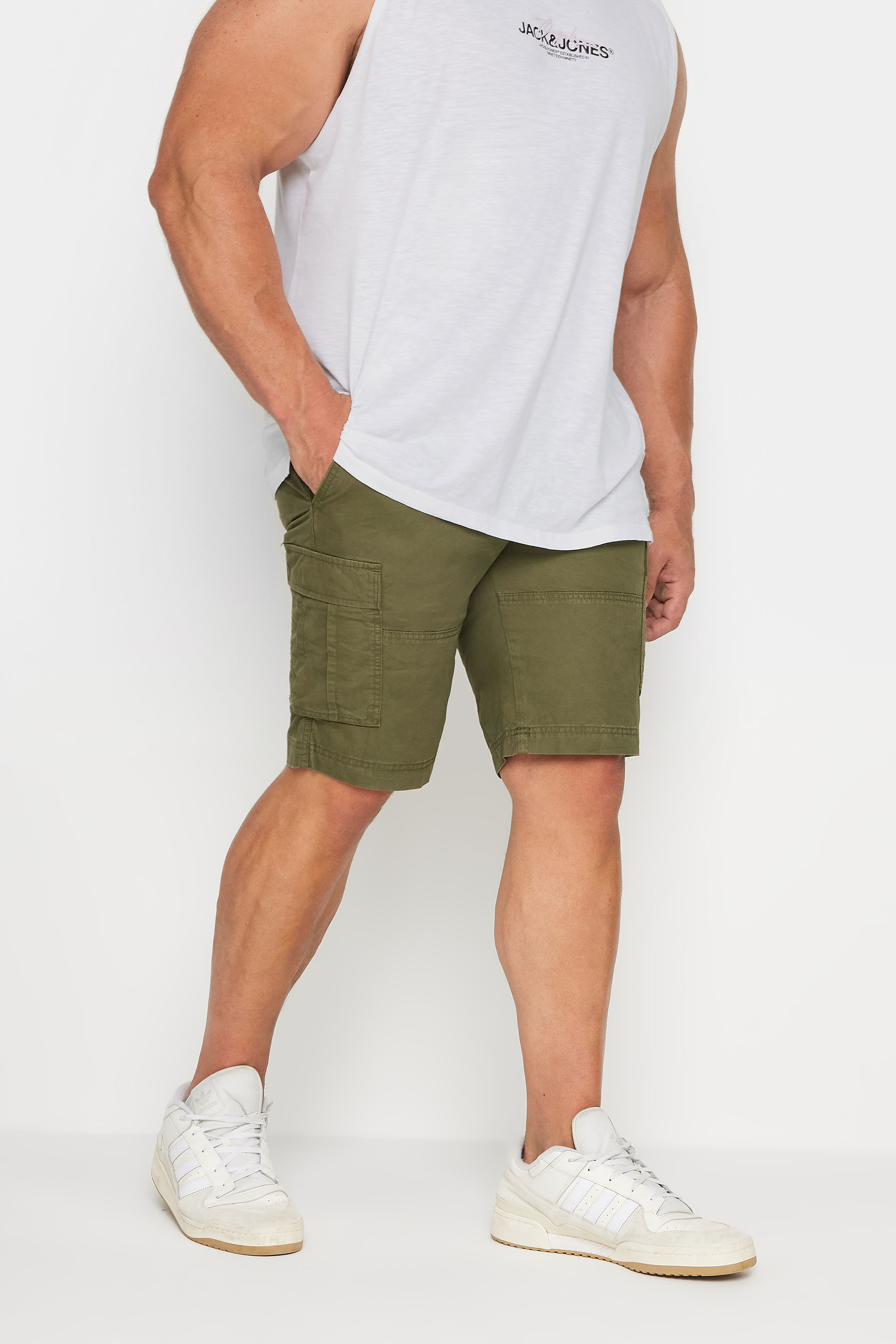 JACK & JONES Big & Tall Olive Green Cargo Shorts 1
