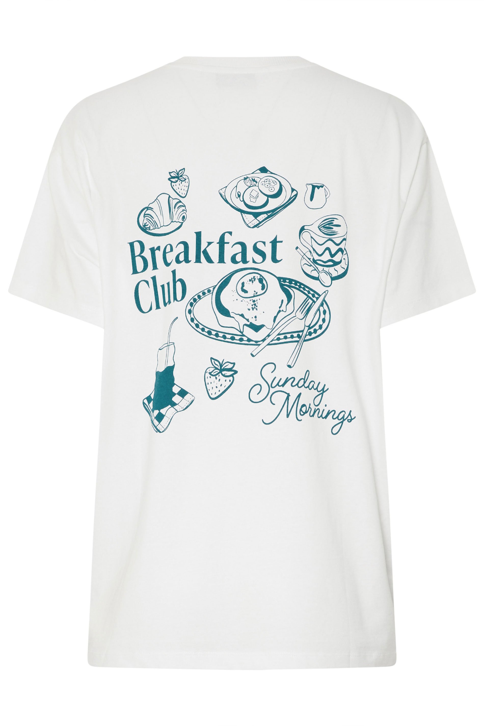LTS Tall White Cotton 'Breakfast Club' Slogan T-Shirt | Long Tall Sally 7