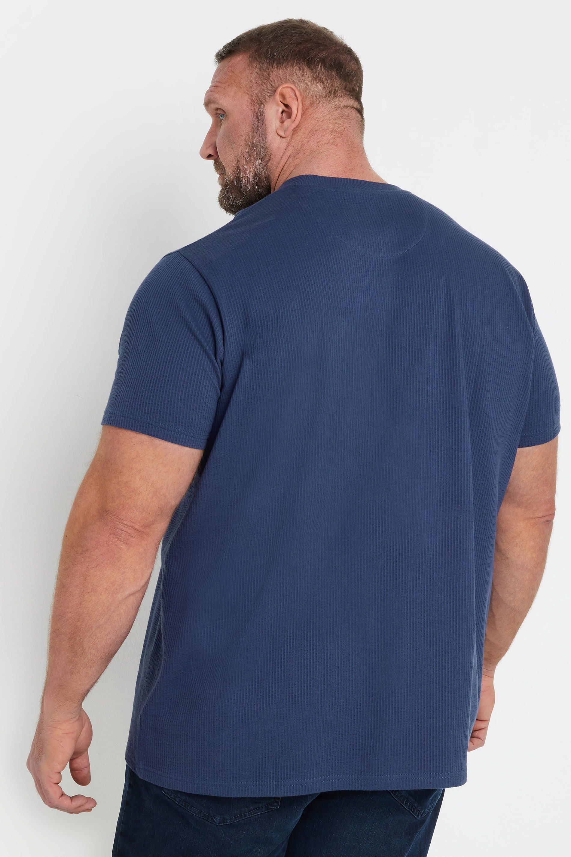 BadRhino Big & Tall Blue Seersucker Textured T-Shirt | BadRhino 4