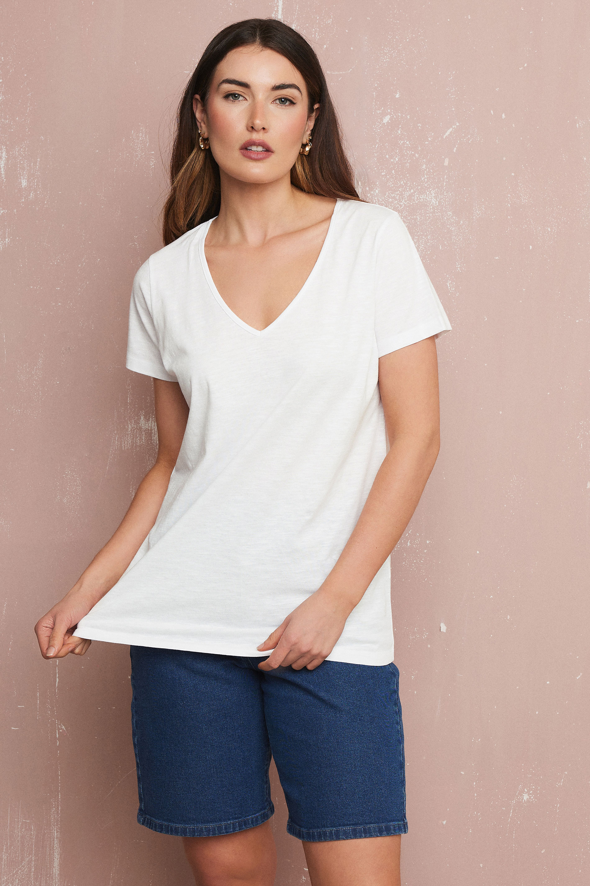 LTS Tall 2 Pack Black & White V-Neck T-Shirts | Long Tall Sally  2