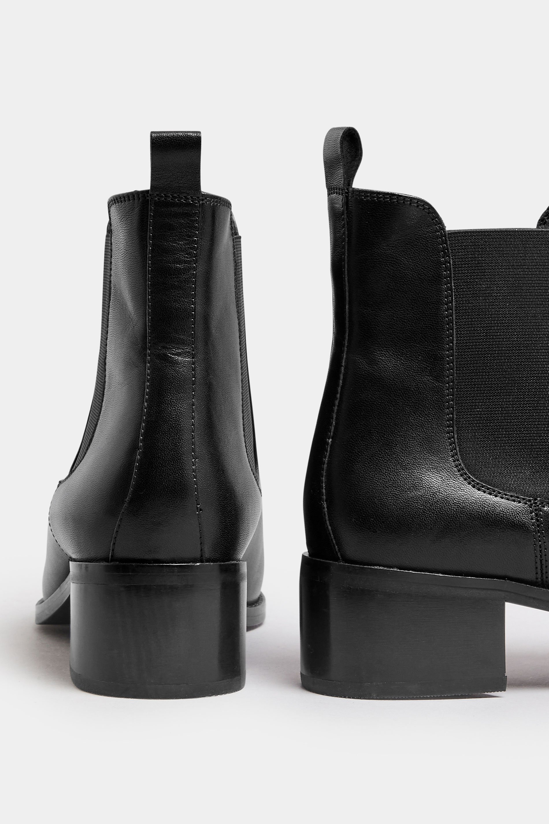 LTS Black Leather Block Heel Chelsea Boots In Standard Fit | Long Tall Sally 4